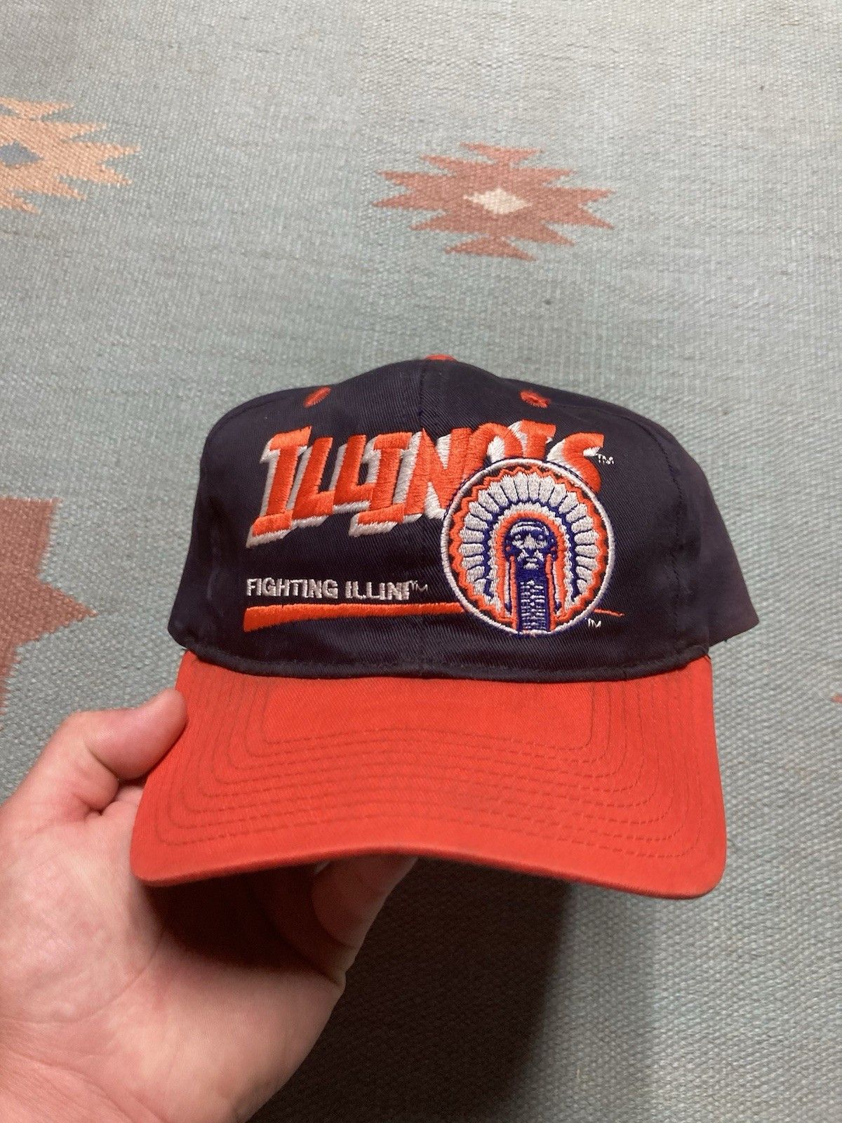 Vintage 90s hat Illinois fighting Illini spell out big logo twins Size ONE SIZE - 2 Thumbnail