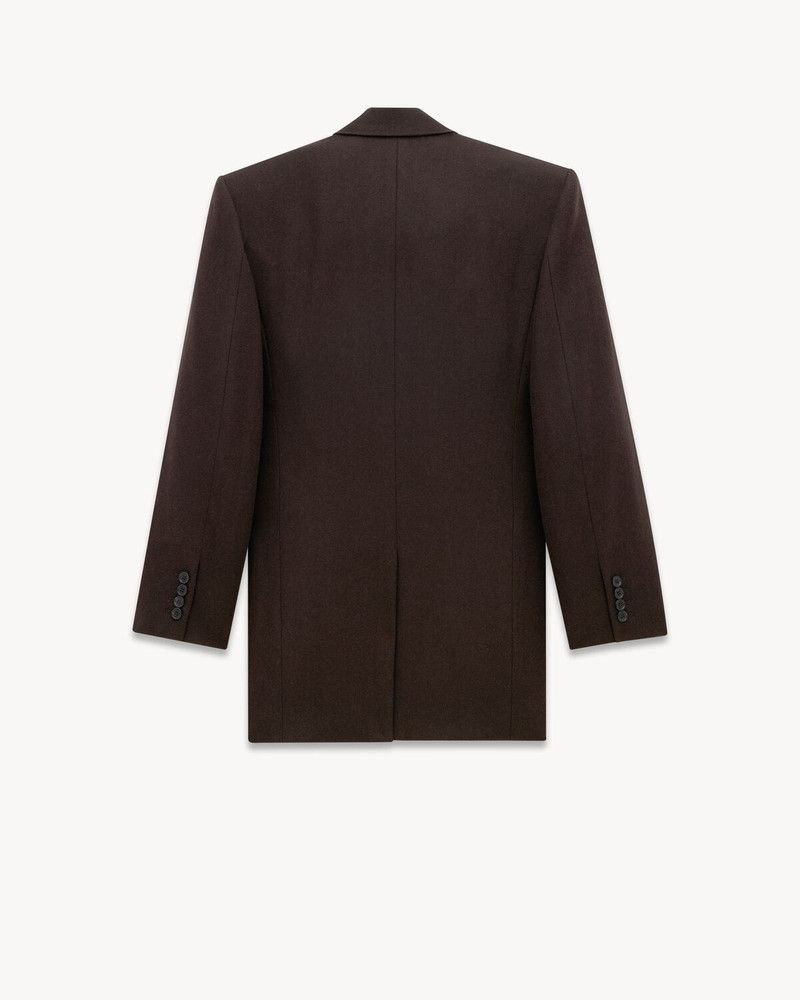 Saint Laurent Paris oc11z0126 803956 Jacket in Cashmere Flannel in Marron Size US L / EU 52-54 / 3 - 3 Thumbnail