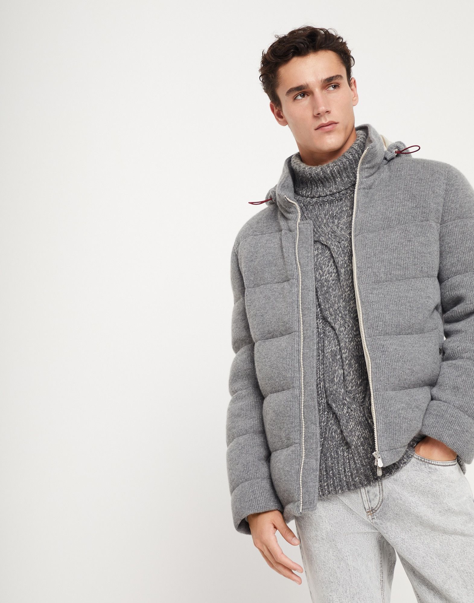 Brunello Cucinelli o1w1db10924 Cash Padded Outerwear in Dark Grey Size US M / EU 48-50 / 2 - 2 Thumbnail