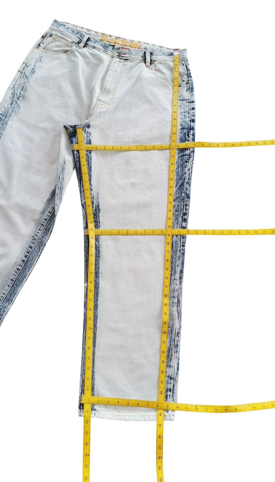 JNCO Touchbase 935 Baggy Jeans White with Blue Acid Wash Size 36 Size US 36 / EU 52 - 13 Thumbnail