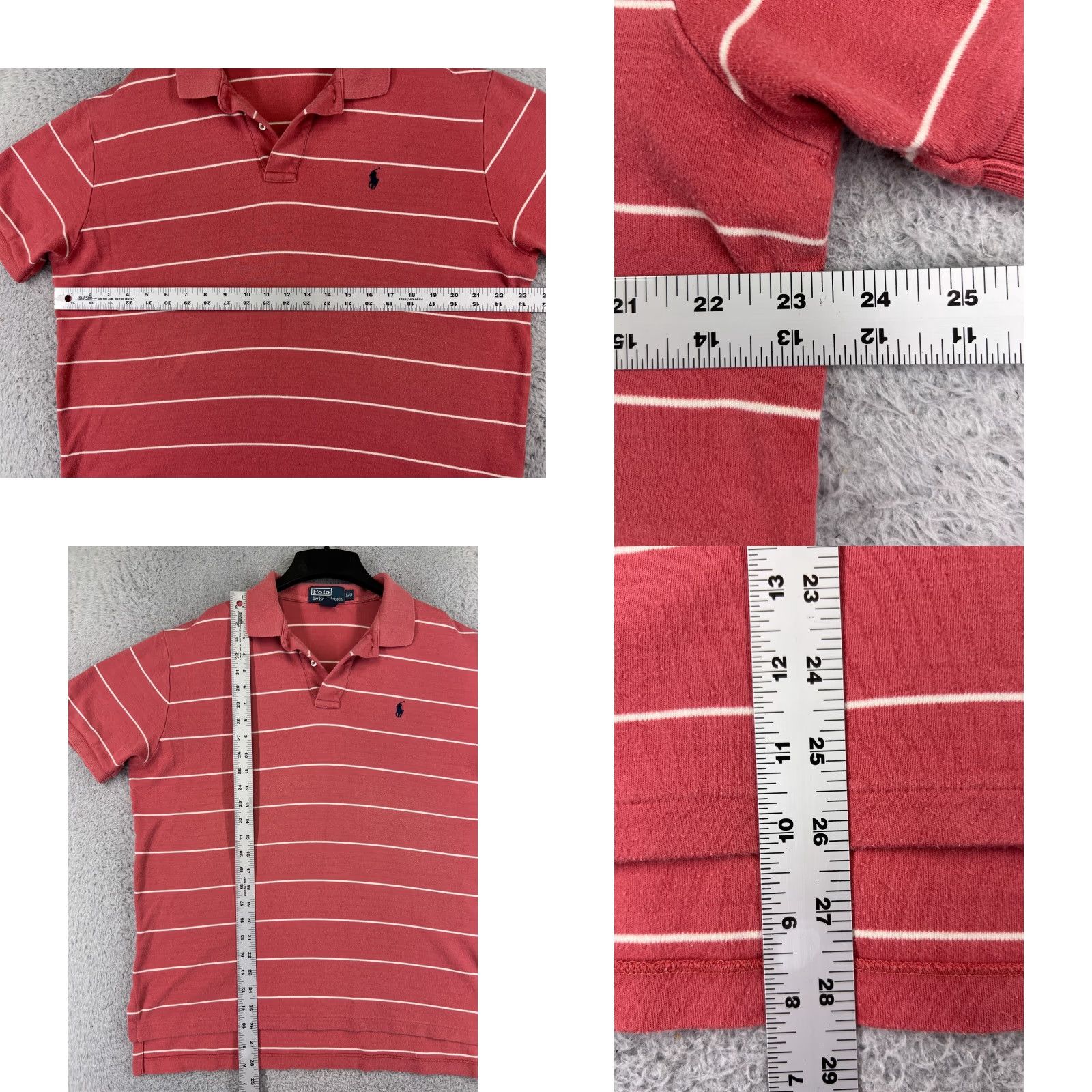 Ralph Lauren VINTAGE Polo Ralph Lauren Shirt Adult Large Pink White Stripe 100% Cotton Jersey Polo Mens Size US L / EU 52-54 / 3 - 8 Thumbnail