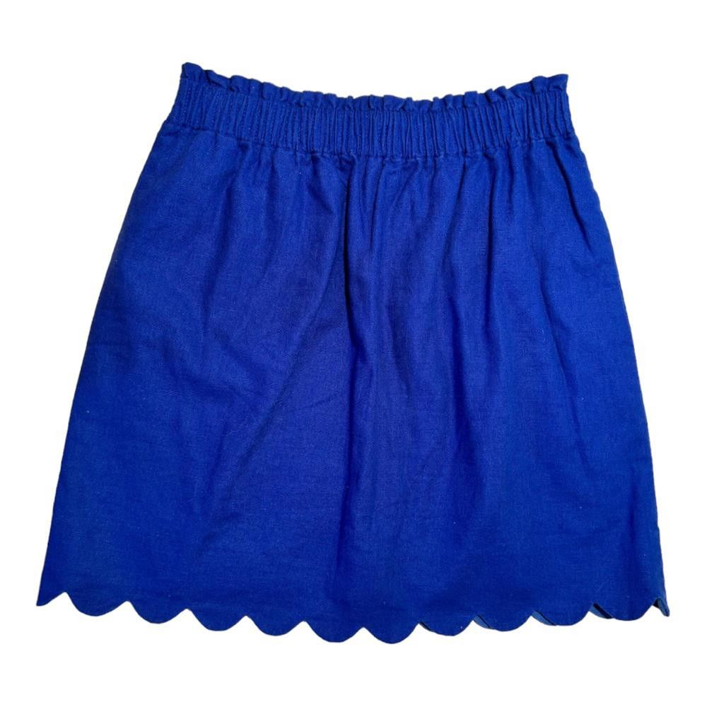 J.Crew J. Crew l Royal Blue Linen Scallop Skirt Size 0 Size 25" / US 0 / IT 36 - 3 Thumbnail