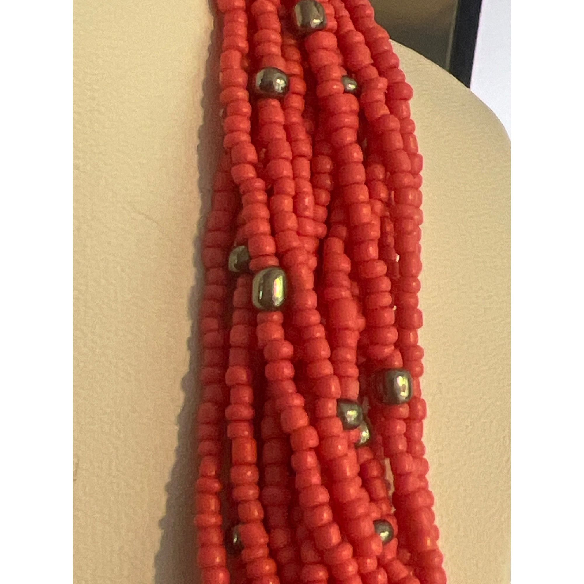 Other Multi-Strand Pink Silver Tone Beaded Necklace Seed Beads Adj Size ONE SIZE - 2 Thumbnail