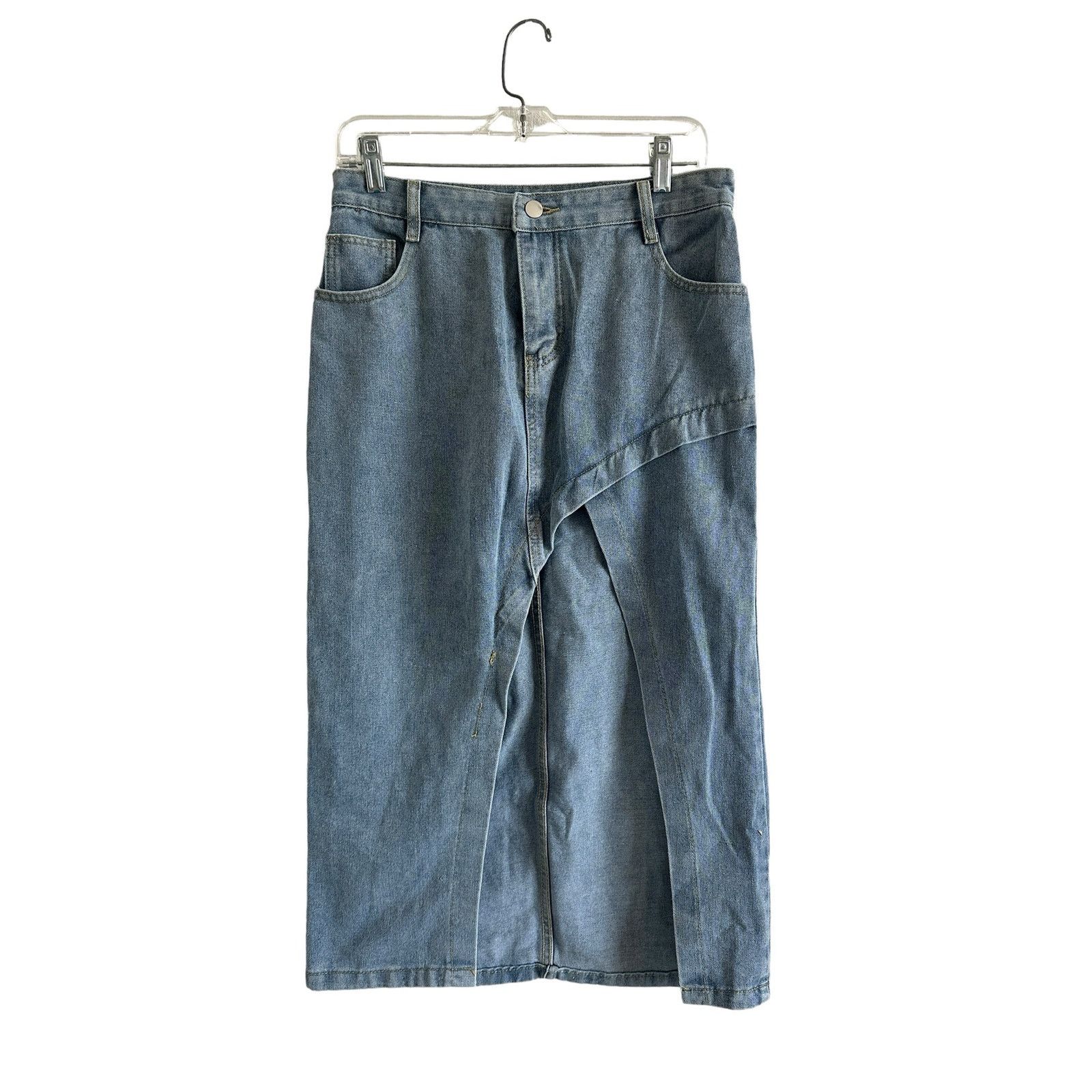Other Light Blue Wash Slit Denim Pocket Cotton Blend Midi Skirt Size 30" / US 8 / IT 44 - 1 Thumbnail