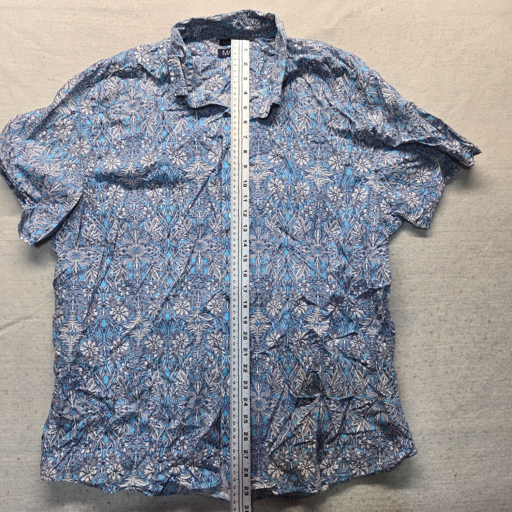 Vintage Made Floral Button-Up Shirt Blue White Adult Women 2XL Collared Regular Size 2XL Women’s Shirt Floral Blue Size XXL / US 16-18 / IT 52-54 - 5 Thumbnail