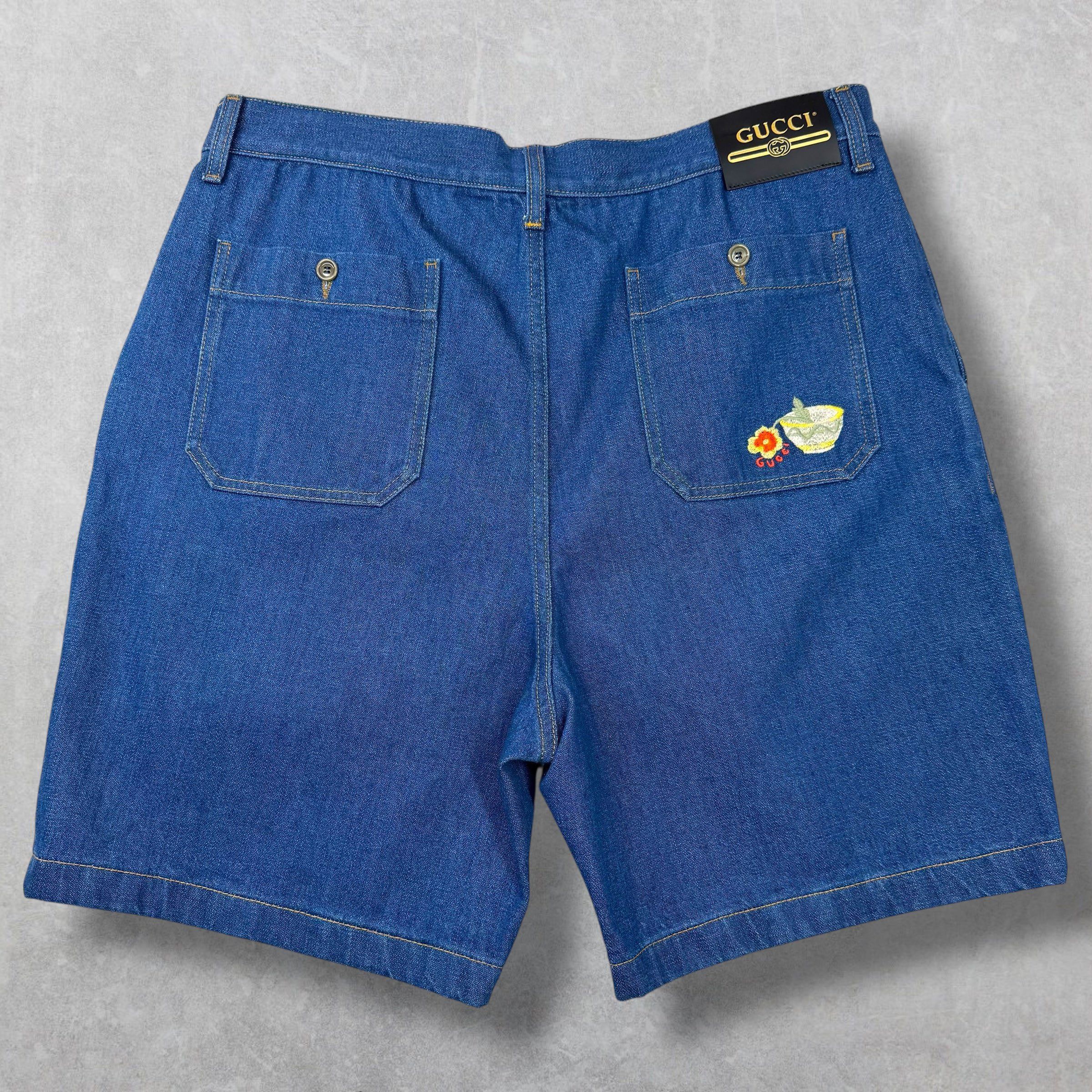 Gucci Gucci Embroidered Broken Twill Denim Shorts 38 (54) Size US 38 / EU 54 - 1 Thumbnail