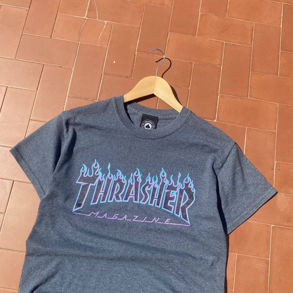 Thrasher Men’s THRASHER MAGAZINE GRAY FIRE PRINT T SHIRT SIZE S-M Size US M / EU 48-50 / 2 - 2 Thumbnail
