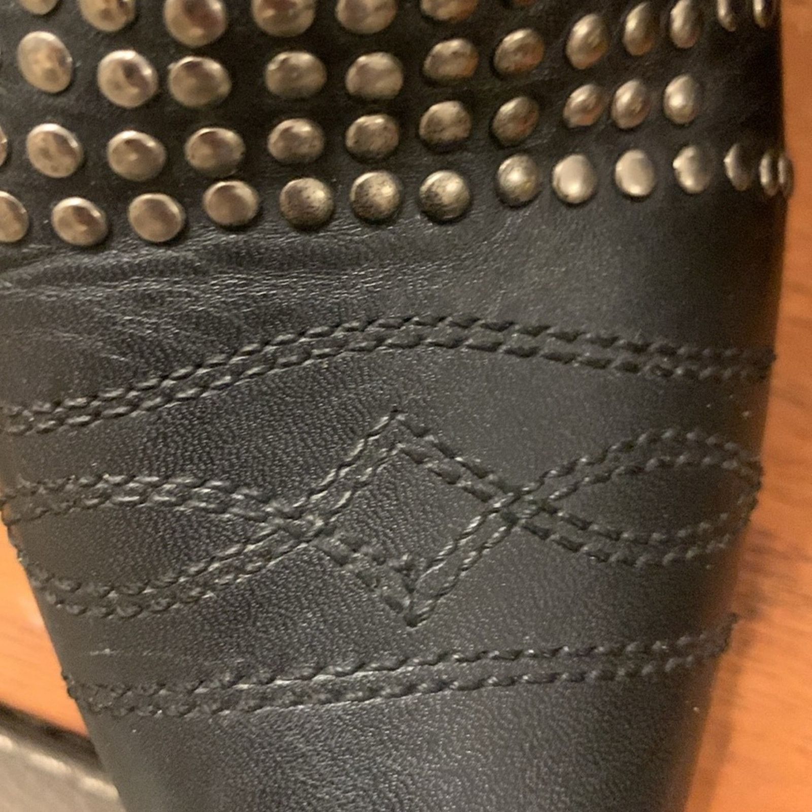 Vintage Sole Child black all leather ankle booties moto,silver studs Size US 7.5 / IT 37.5 - 6 Thumbnail