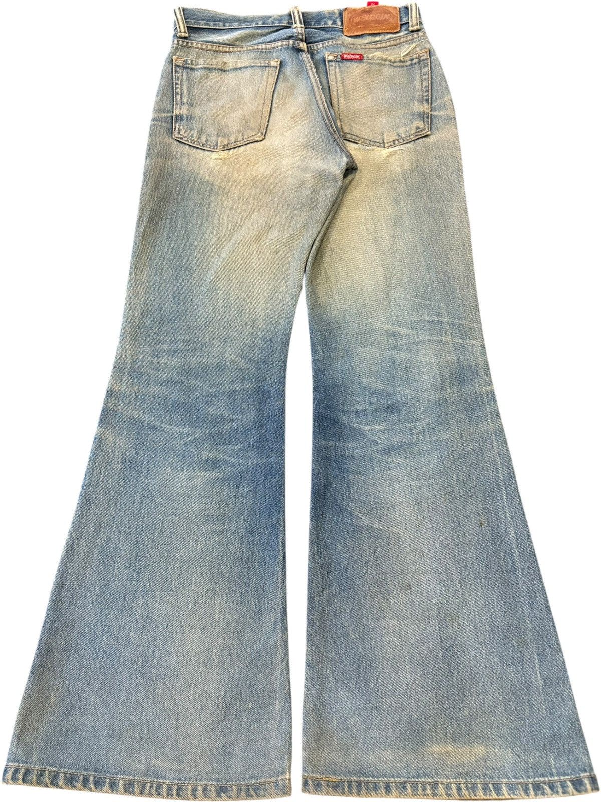 If Six Was Nine Vintage 90s Japanese Super Mud Wash Distress Flare Jeans Size US 27 - 2 Thumbnail