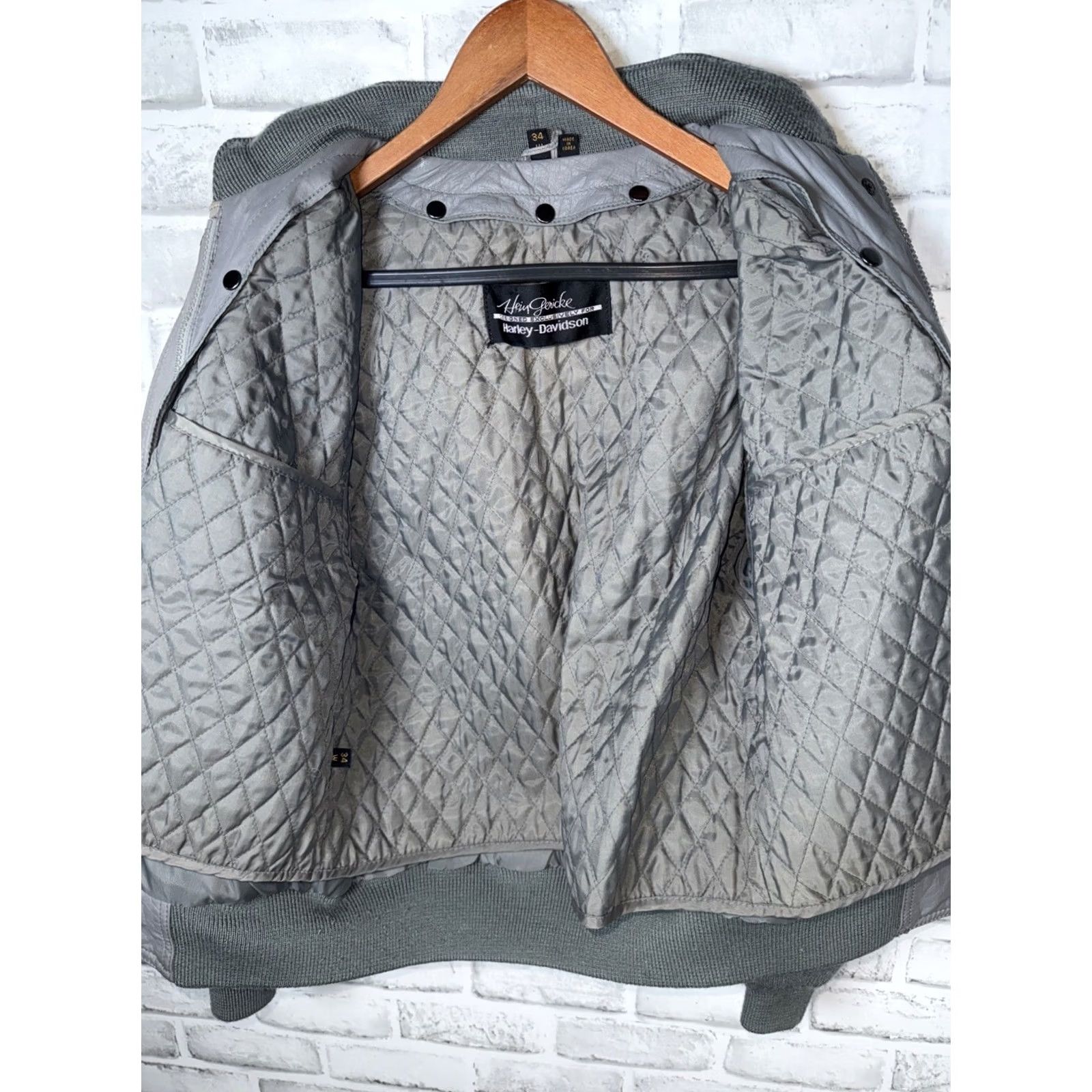 Harley Davidson Vintage Harley Davidson Hein Gericke CAFE RACING STYLE Leather Jacket Gray Womens 34 Size XXS / US 00 / IT 34 - 8 Thumbnail