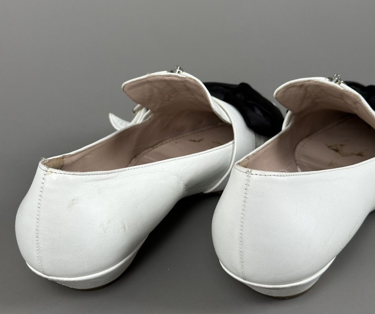 Miu Miu Miu Miu - Ballerinas Bow / Front Zipped Flats White Leather Size US 7 / IT 37 - 9 Thumbnail