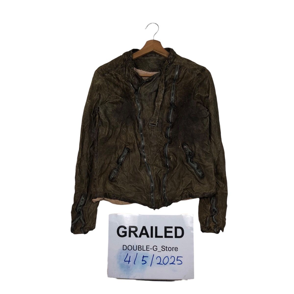 Giorgio Brato Biker Leather Jacket Asymmetrical Zipper Girgio Brato Italy Size L / US 10 / IT 46 - 1 Thumbnail