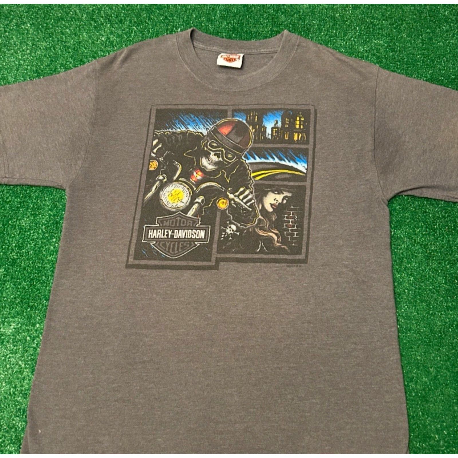 Harley Davidson VINTAGE Harley-Davidson Skull Biker Art Tee Shirt Mens M Gray 90s Y2K Motorcycle Grunge Hip Hop Punk Size US M / EU 48-50 / 2 - 4 Thumbnail