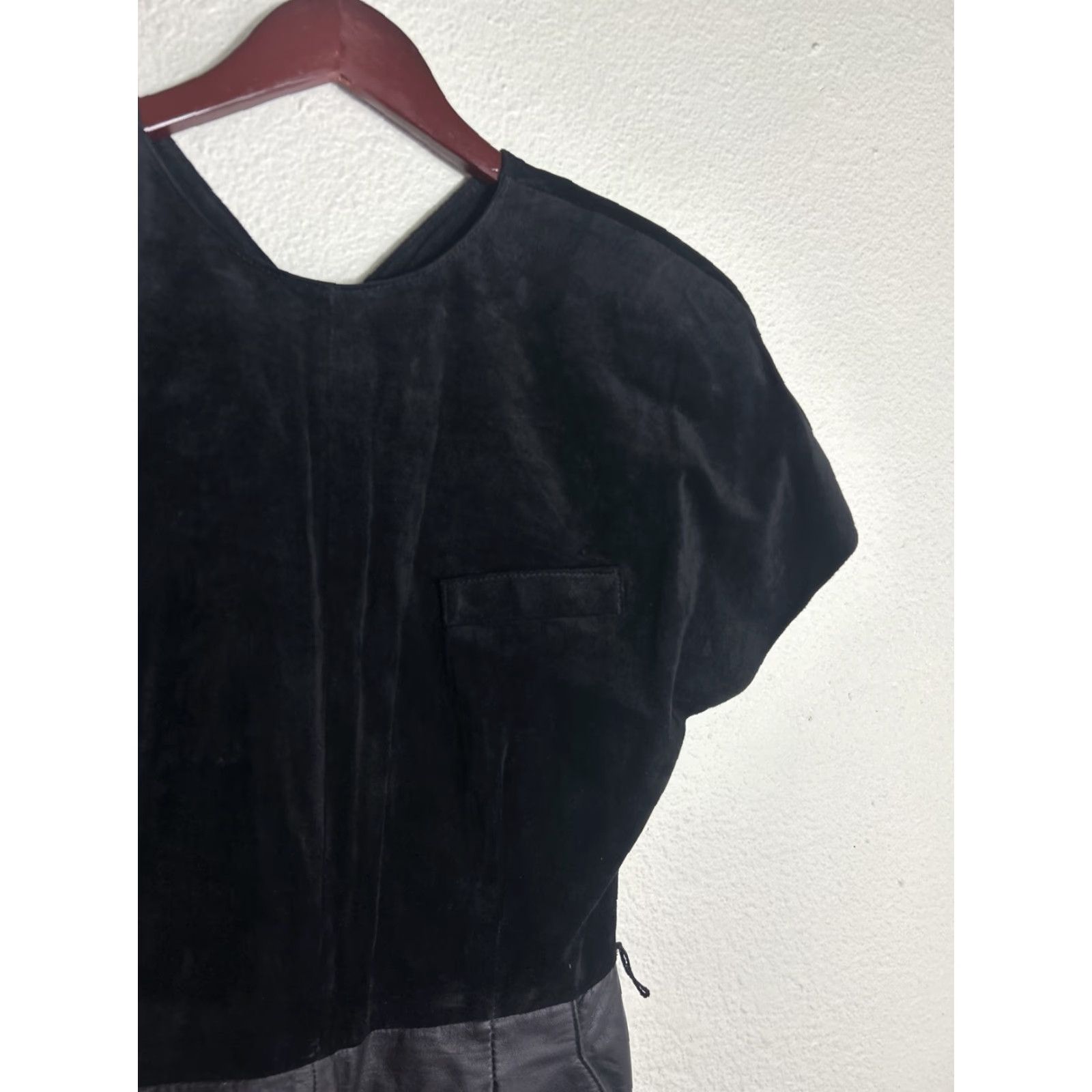 Vintage VINTAGE Morgan Taylor Petites Womens 12P Black Leather Pencil Dress Zip Back Womens Size XL / US 12-14 / IT 48-50 - 3 Thumbnail