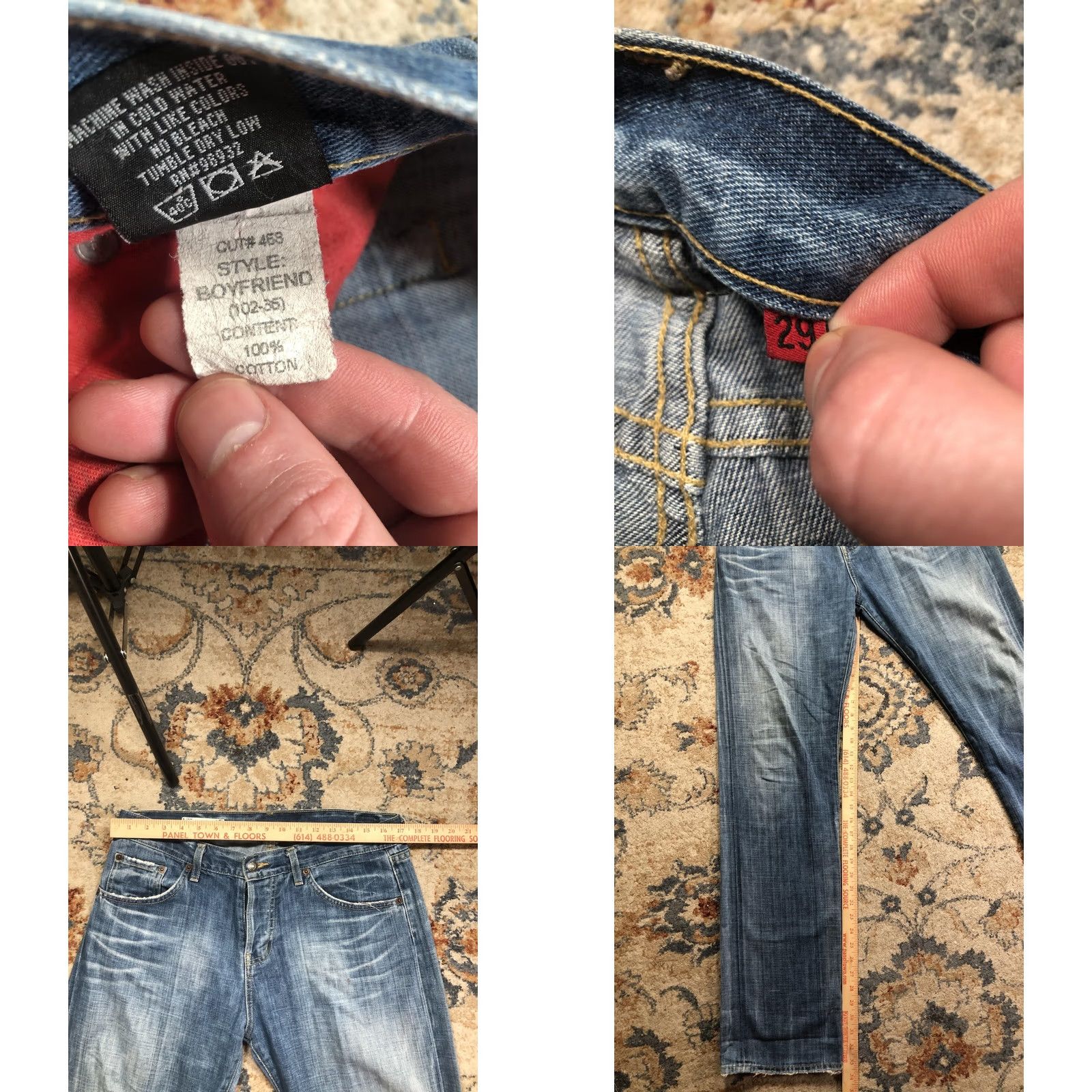 Denime Red Engine Jeans Womens 29 Blue Boyfriend Distressed Relaxed Fit Denim Made USA Size 29" - 8 Thumbnail