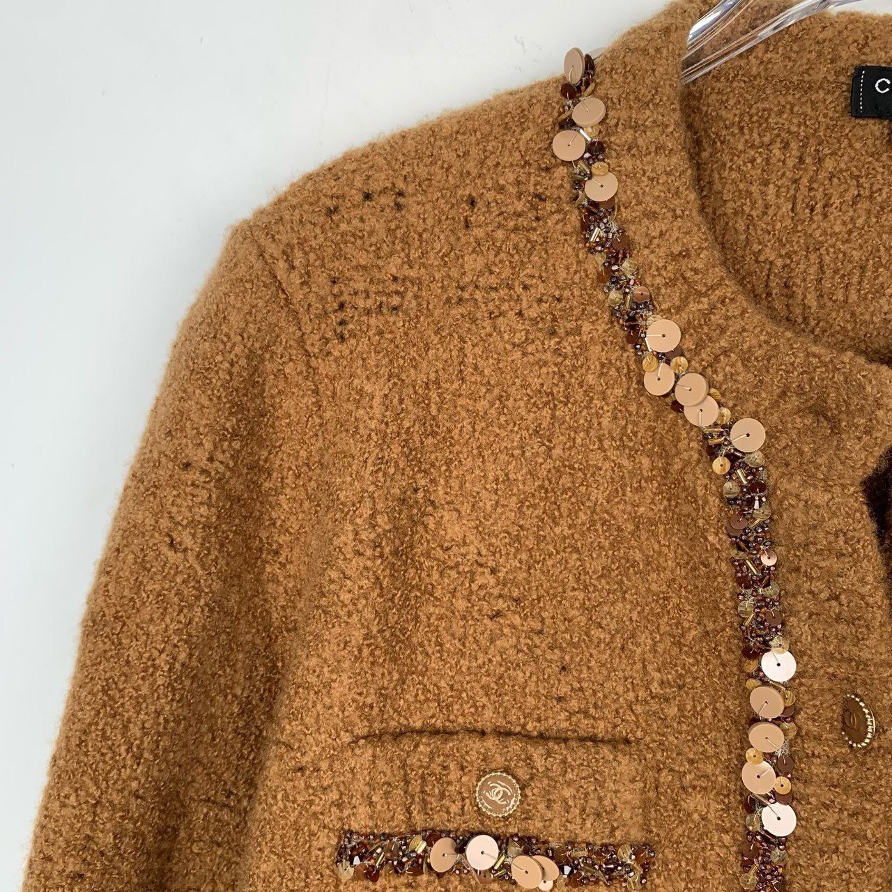 Chanel Chanel Snow Series Logo Button Heavy Sequin Camel Cashmere T Size M / US 6-8 / IT 42-44 - 9 Thumbnail