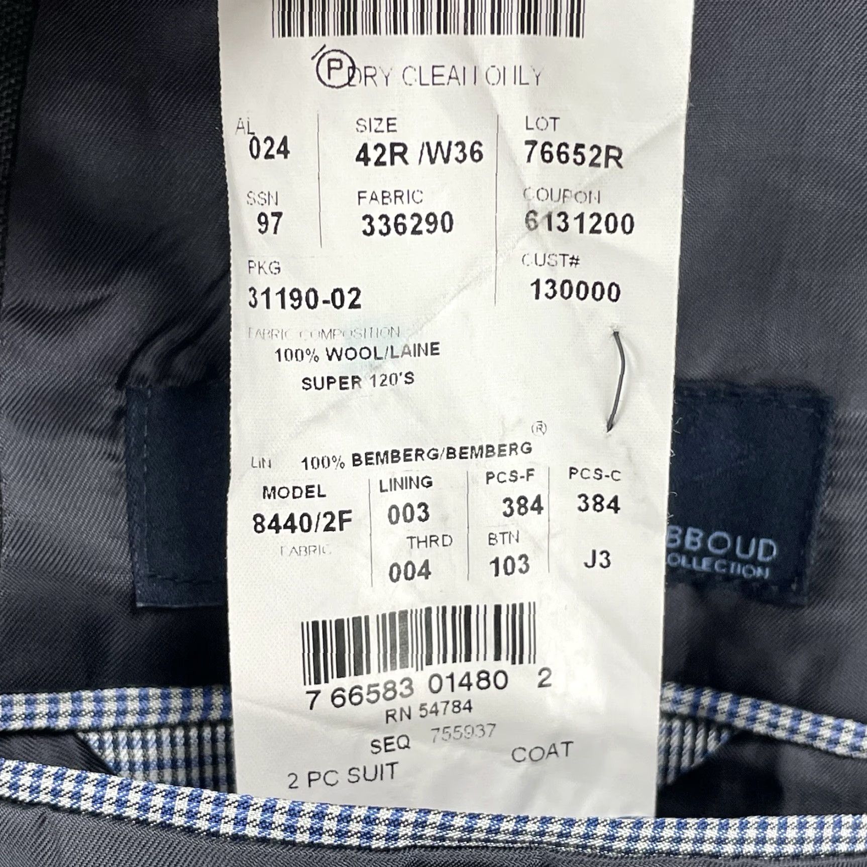 Joseph Abboud Joseph Abboud Grey Check Wool Suit Blazer Jacket Double Vent USA Made Size 42R Size 42R - 4 Thumbnail