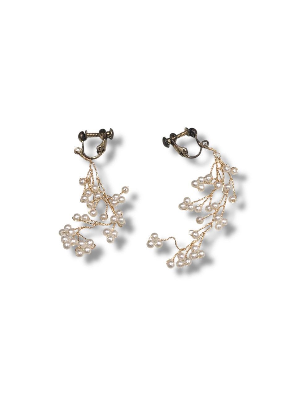 Vintage PEARL GOLD INSPIRED BAROQUE BRANCH CRYSTAL TASSEL EARRINGS Size ONE SIZE - 1 Thumbnail