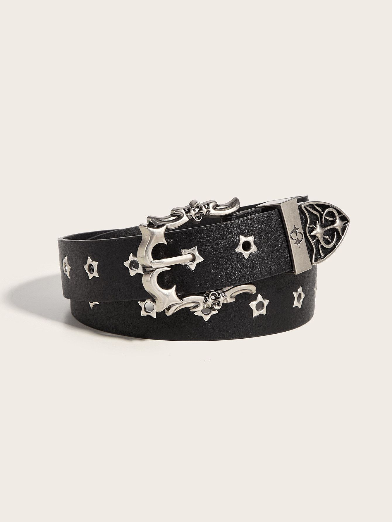 Japanese Brand Star Black Punk Gothic Belt Rivet Size ONE SIZE - 1 Thumbnail