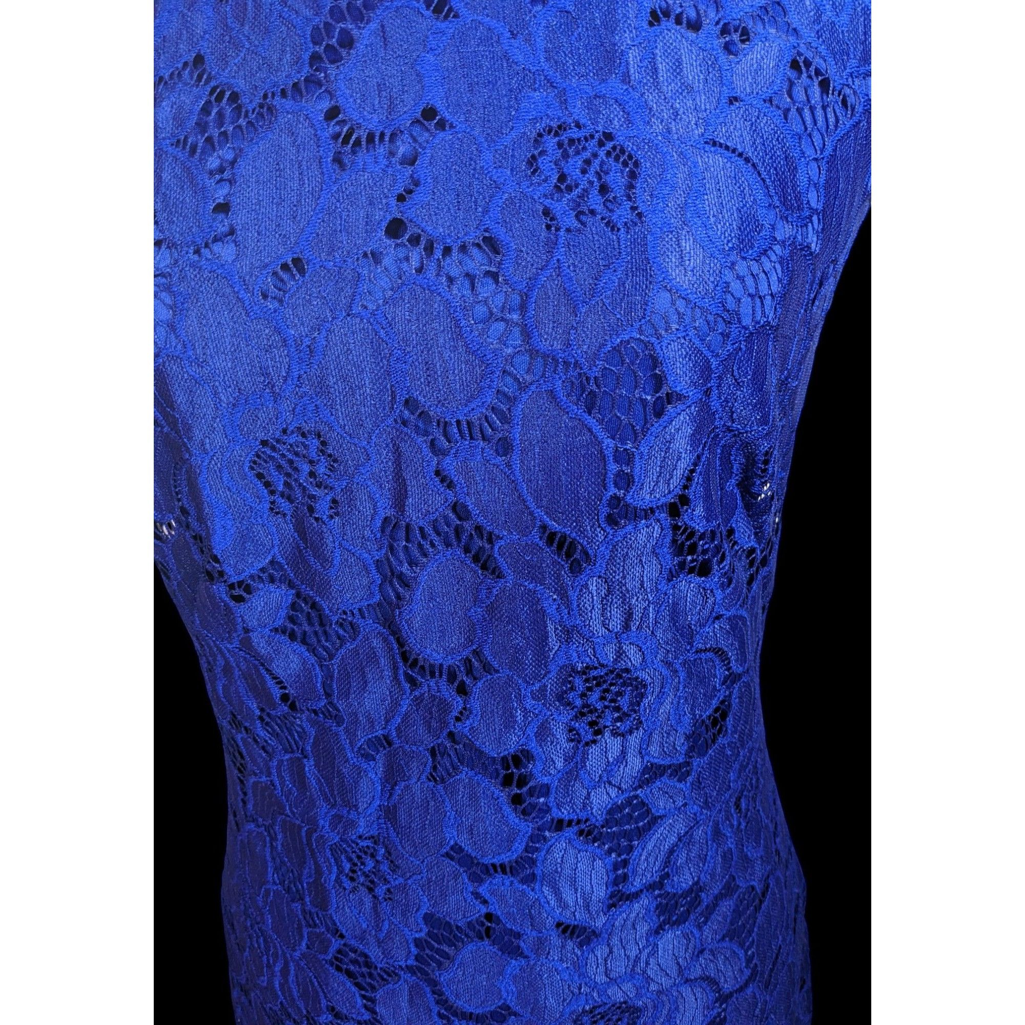 Chaps Chaps Preppy Blue Floral Lace Knee Length Dress Size M / US 6-8 / IT 42-44 - 3 Thumbnail