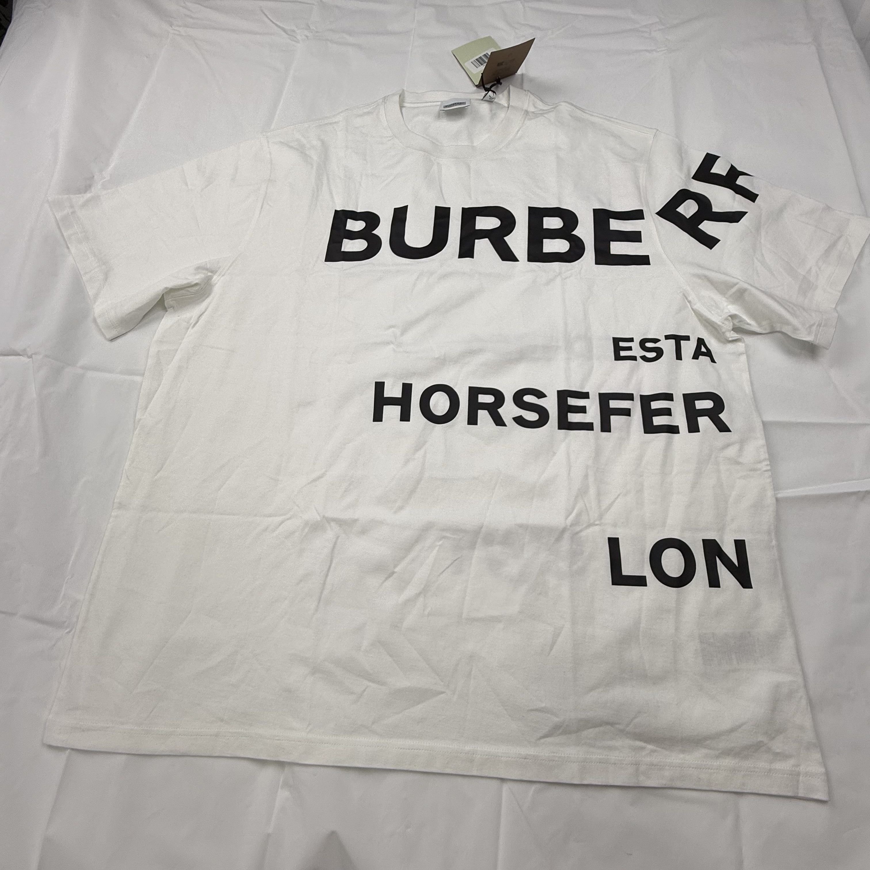 Burberry Ellison Horseferry Print White Cotton T-Shirt XXL