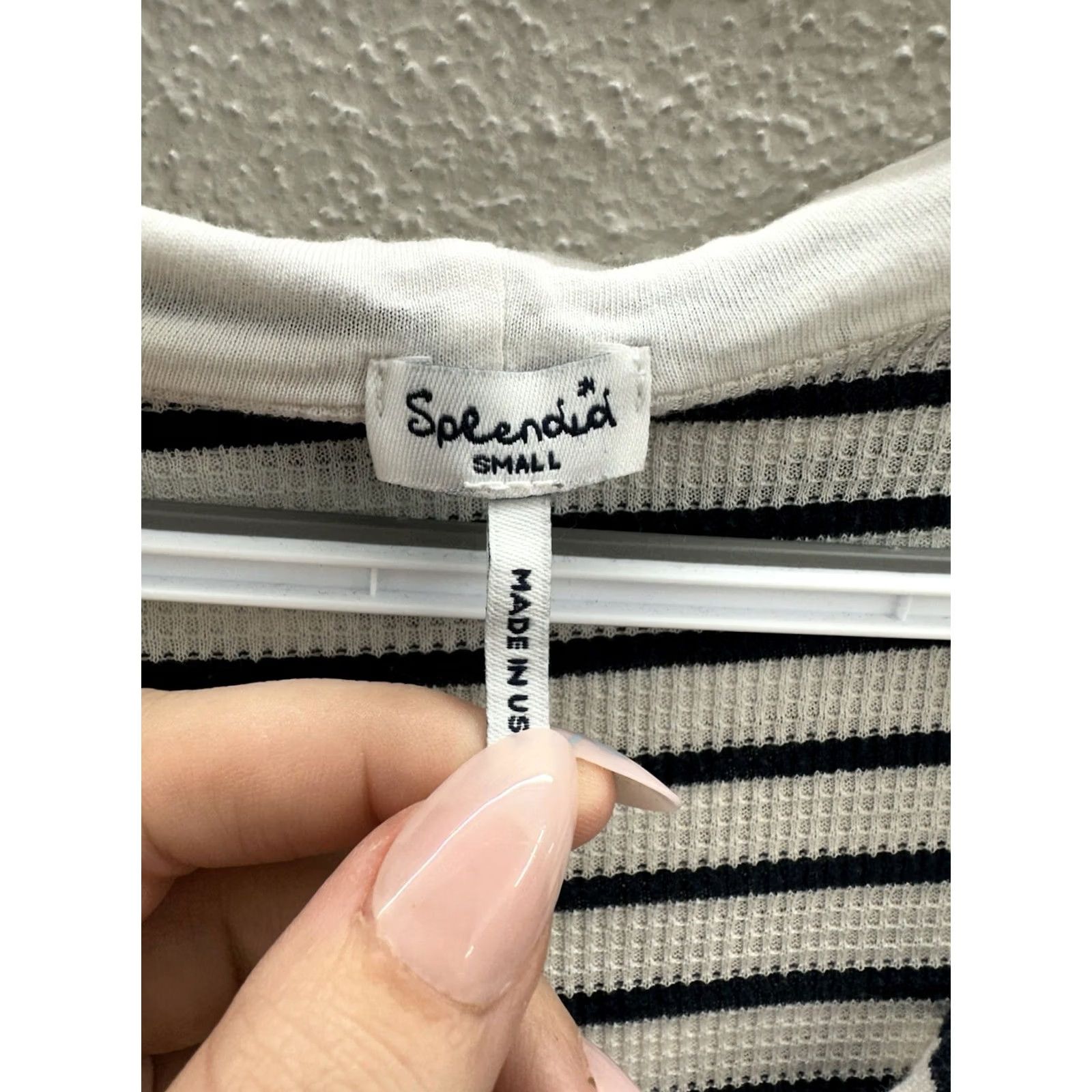 Splendid Small White Black Striped Long Sleeve Hooded Thin Womens Shirt Splendid Size S / US 4 / IT 40 - 5 Thumbnail