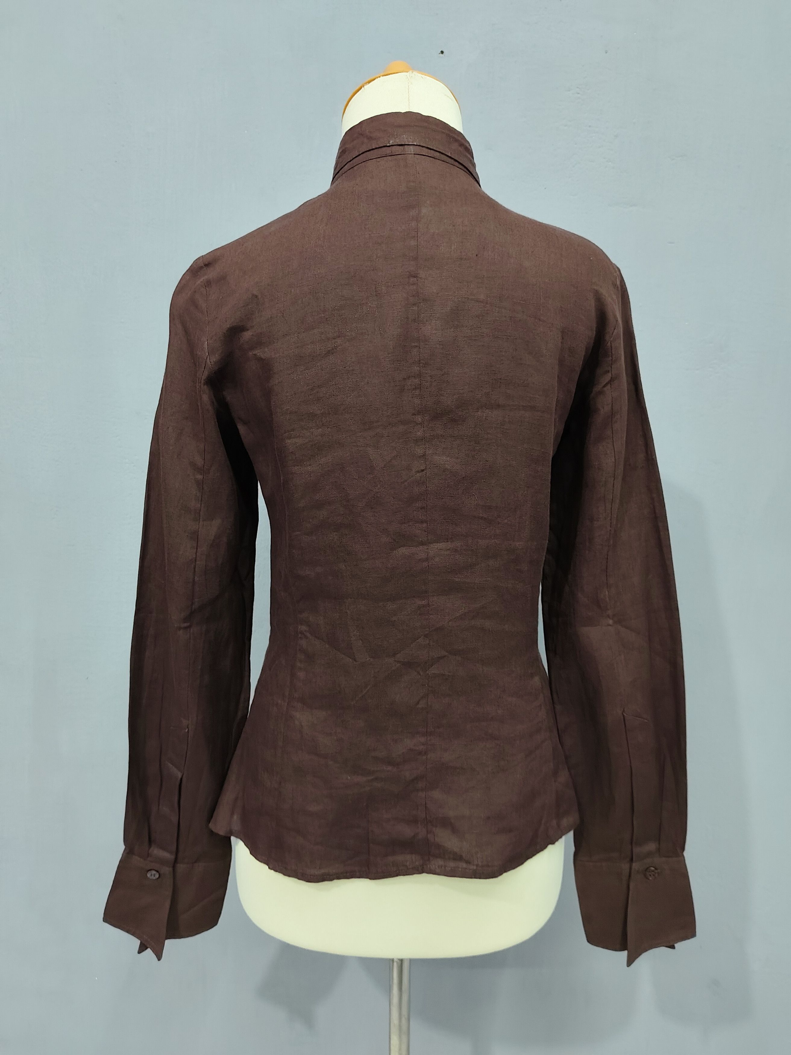 Gianfranco Ferre 90s Gianfranco Ferre- Wrap Cut Out Asymmetric Linen Shirt Size M / US 6-8 / IT 42-44 - 5 Thumbnail