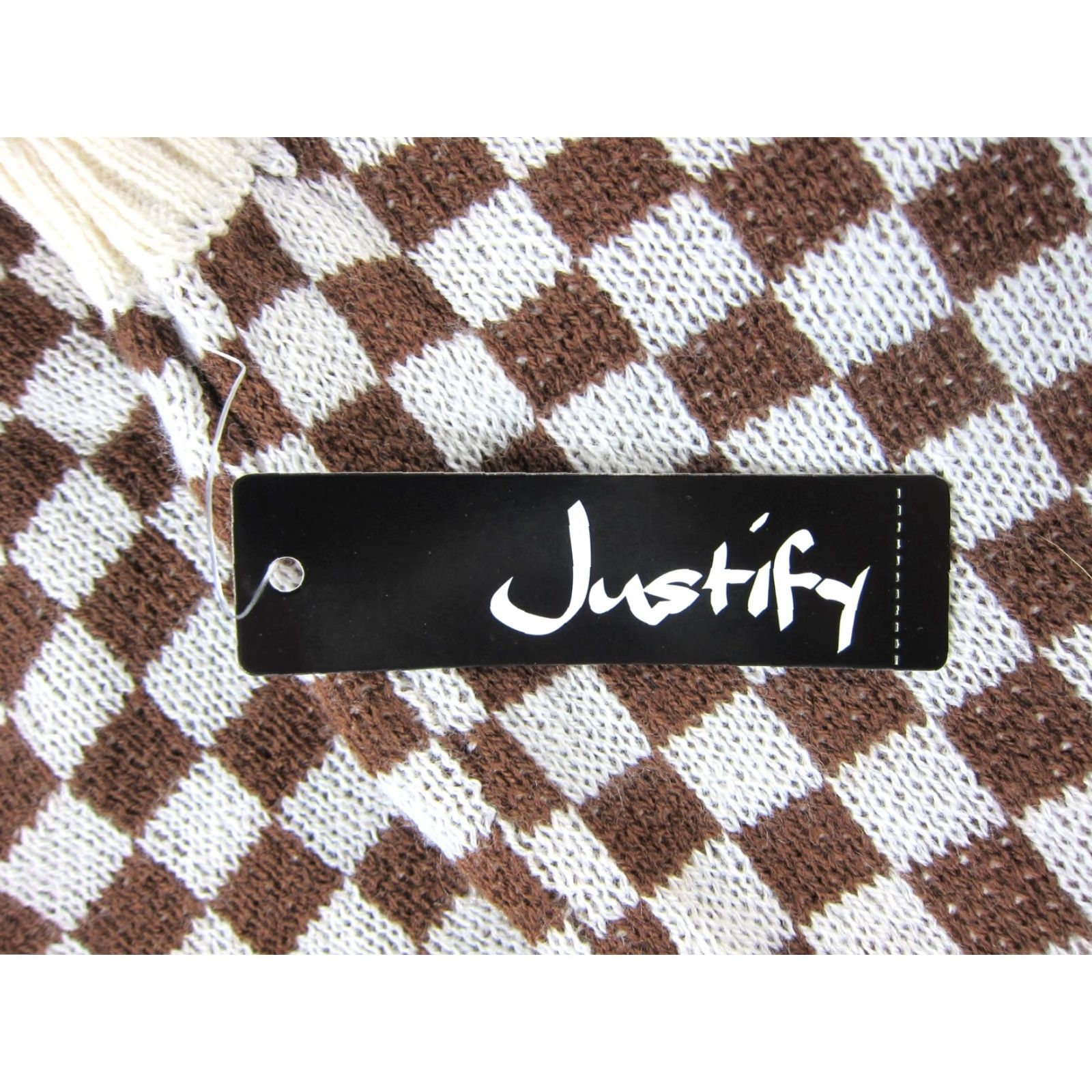 Vintage NWT Justify Ivory Brown Checkerboard Sleeveless Cropped Tight Knit Vest M Size M / US 6-8 / IT 42-44 - 4 Thumbnail