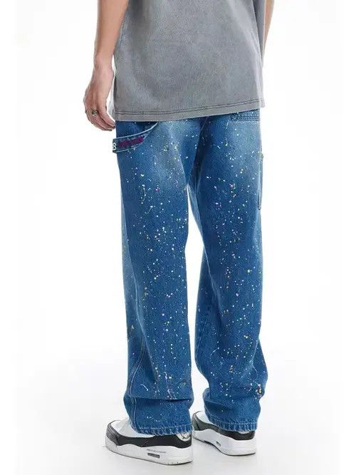 VIBE Blue gypsophila design rare splash ink jeans Size US 32 / EU 48 - 3 Thumbnail