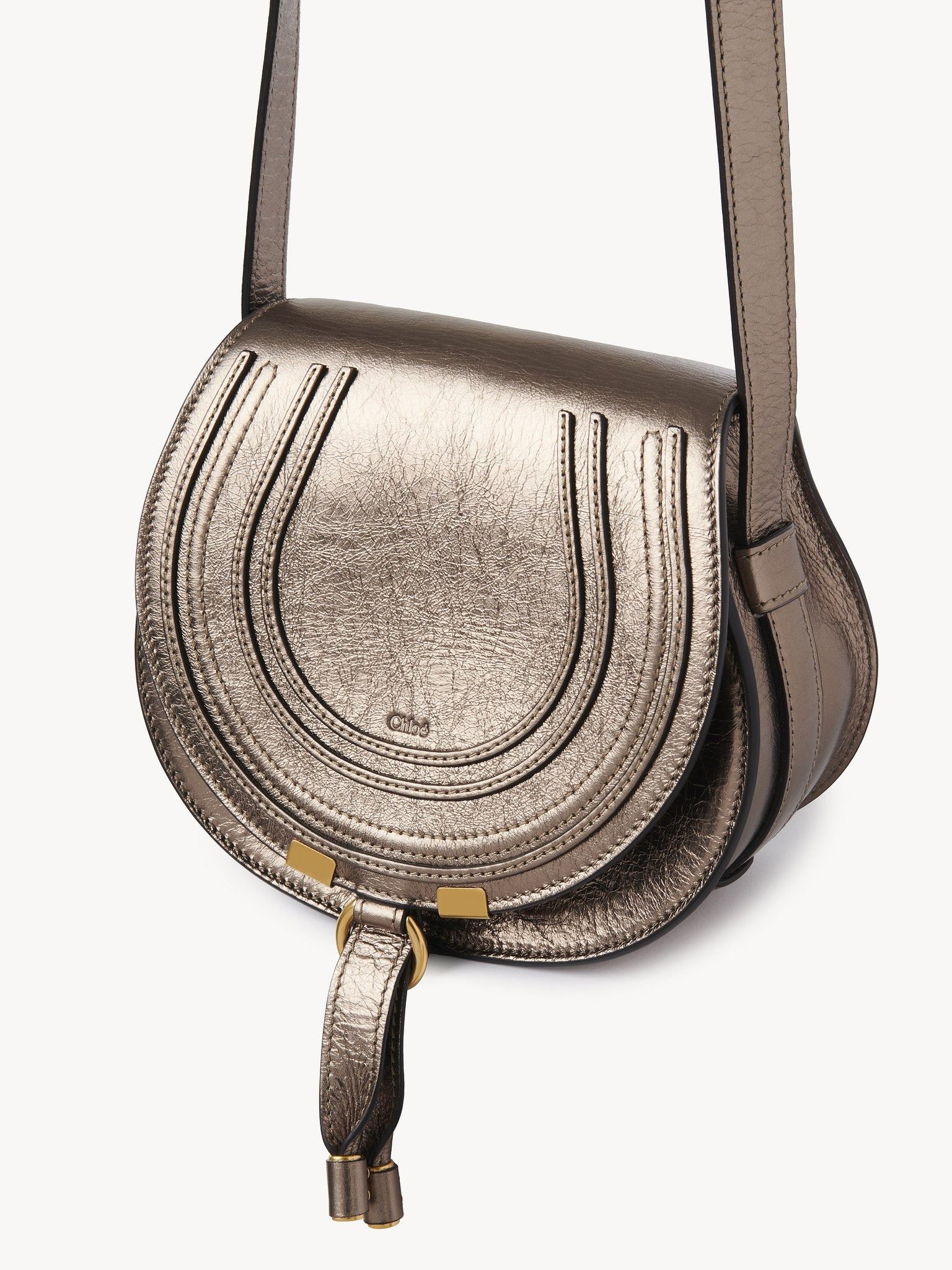 Chloe o1loc1c10226 Size: OS / Marcie Saddle Bag in Shiny Grey Size ONE SIZE - 3 Thumbnail