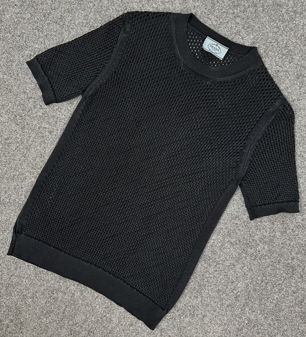 Prada Prada - Knitted See Through- Short Sleeve Shirt - Logo Size US XXS / EU 40 - 2 Thumbnail
