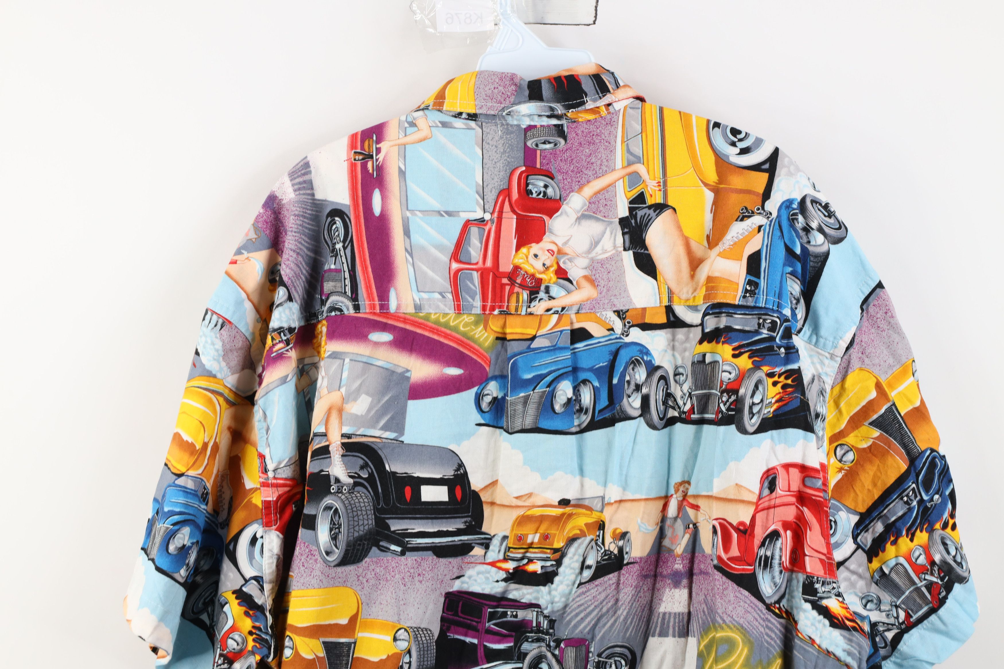 Vintage 90s Rockabilly Rod All Over Print Button Shirt USA