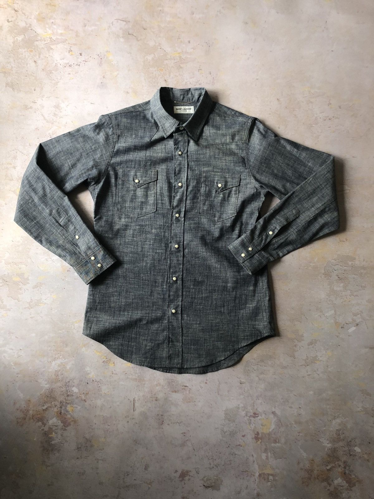 Hedi Slimane Saint Laurent Paris chambray western shirt SAMPLE Size US M / EU 48-50 / 2 - 1 Thumbnail