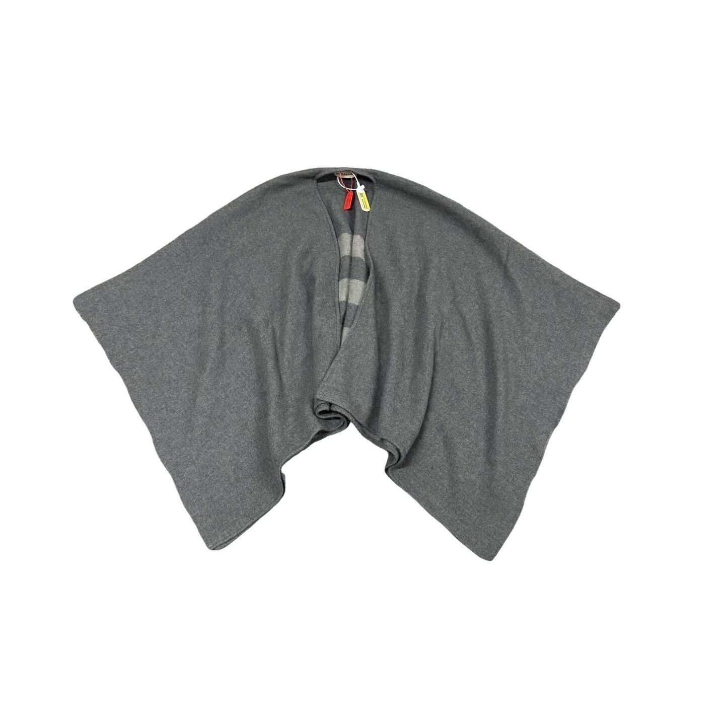Burberry Burberry Gray Merino Wool Shawl Poncho ONE SIZE Size ONE SIZE - 1 Thumbnail