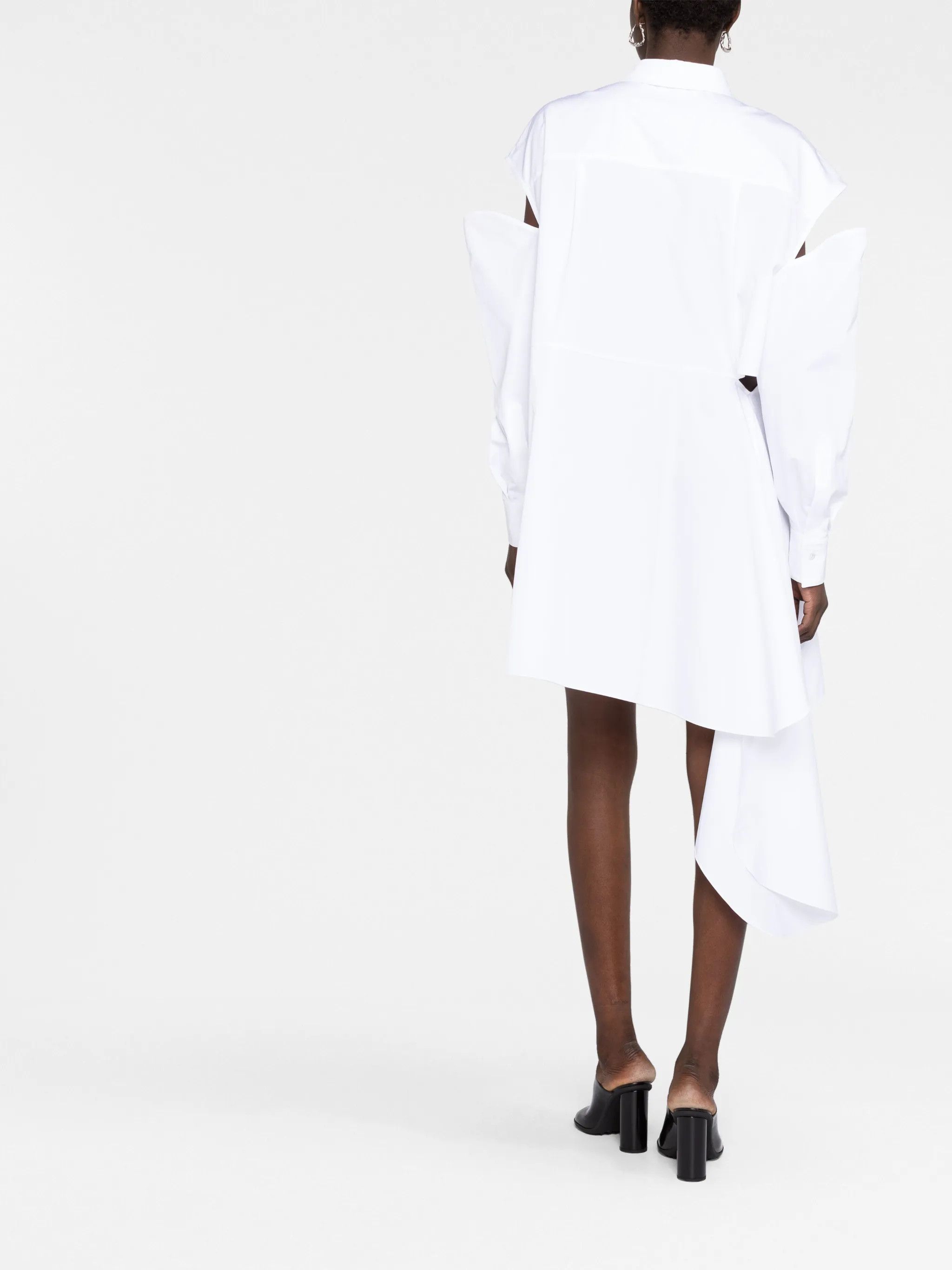 Alexander McQueen o1y0325 Shirt Mini Dress in White Size XS / US 0-2 / IT 36-38 - 4 Thumbnail