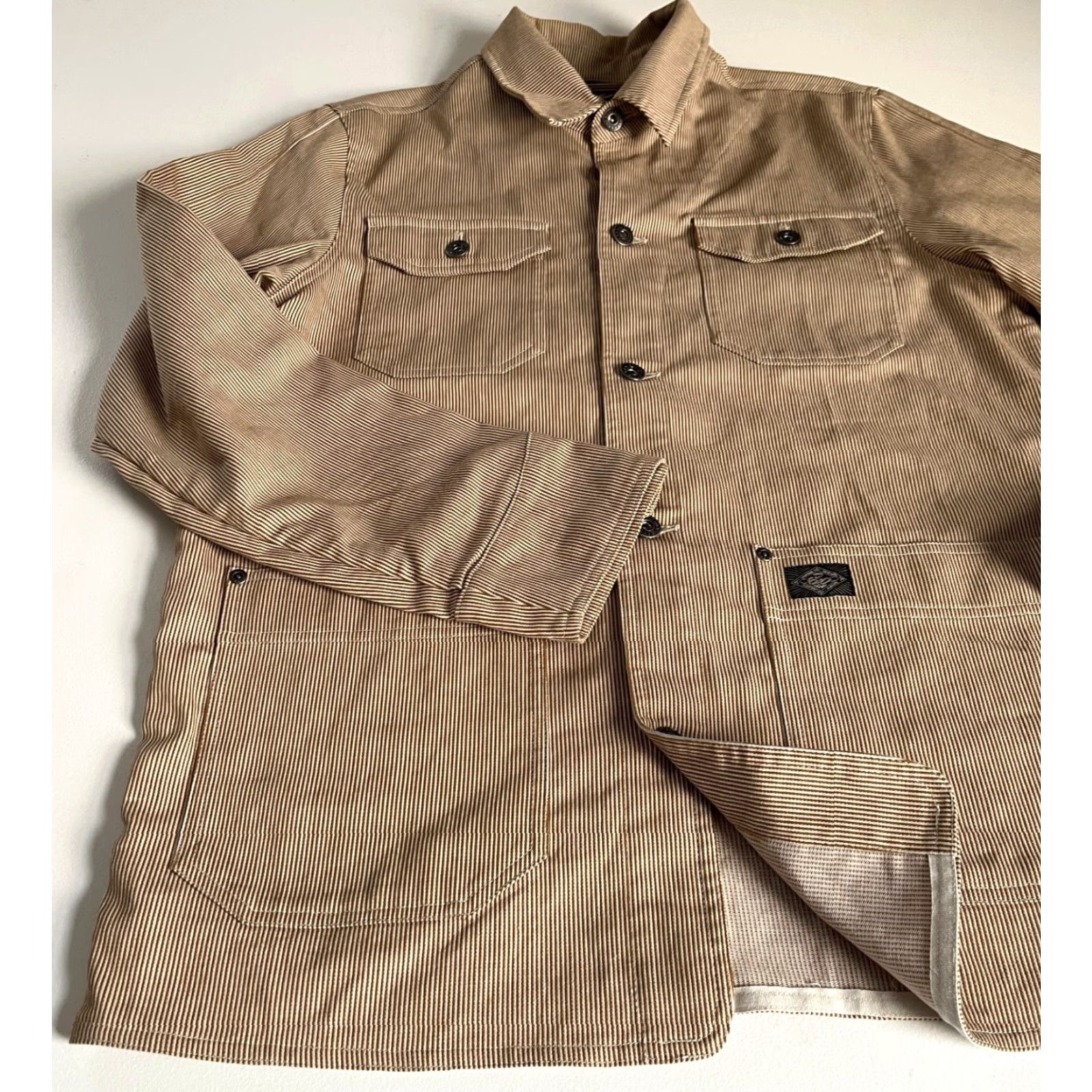 Nike Nike Vintage Men’s Jacket Skateboarding 6.0 Chore Sample Sz M Beige Striped Mid-Length Button Pocketed Size US M / EU 48-50 / 2 - 5 Thumbnail