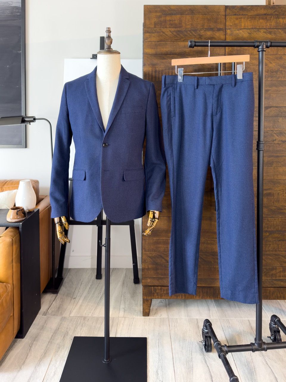 Zara Navy Zara Suit 40R + 33R Size 40L - 2 Thumbnail