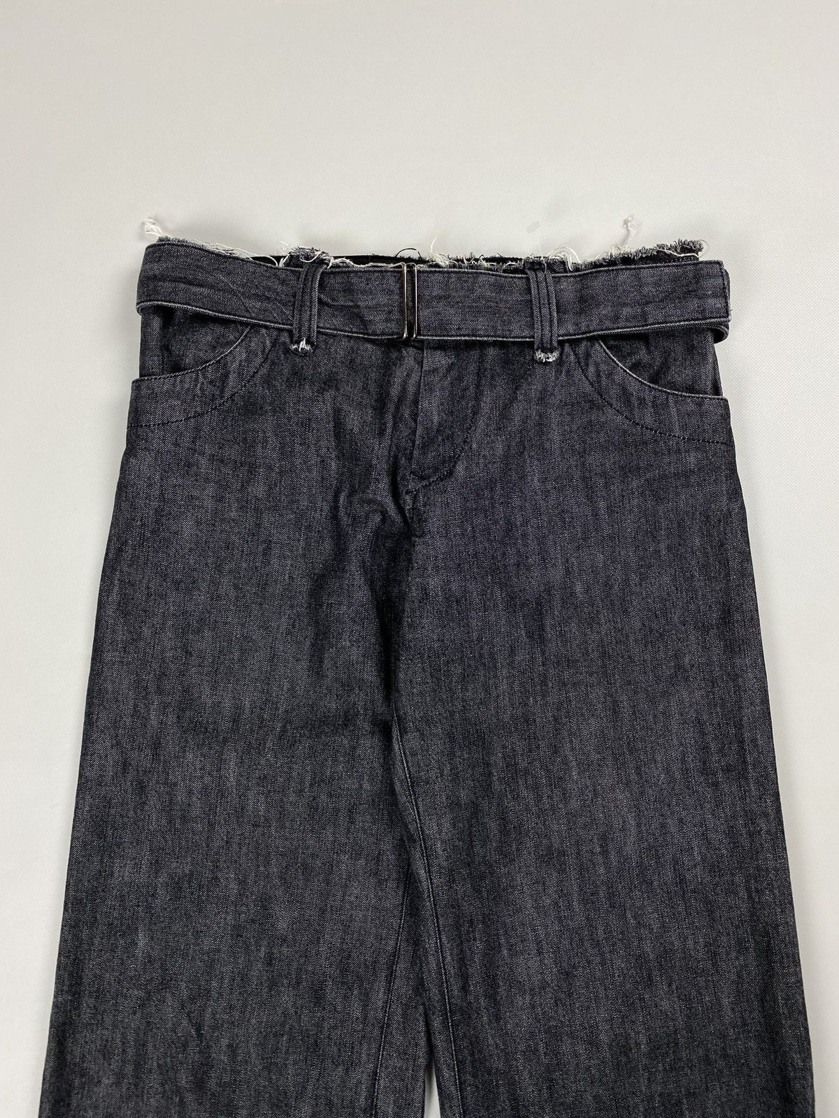 Yohji Yamamoto Yohji Yamamoto Femme Belted Wide Leg Low Rise Cut Jeans Size 26" / US 2 / IT 38 - 7 Thumbnail