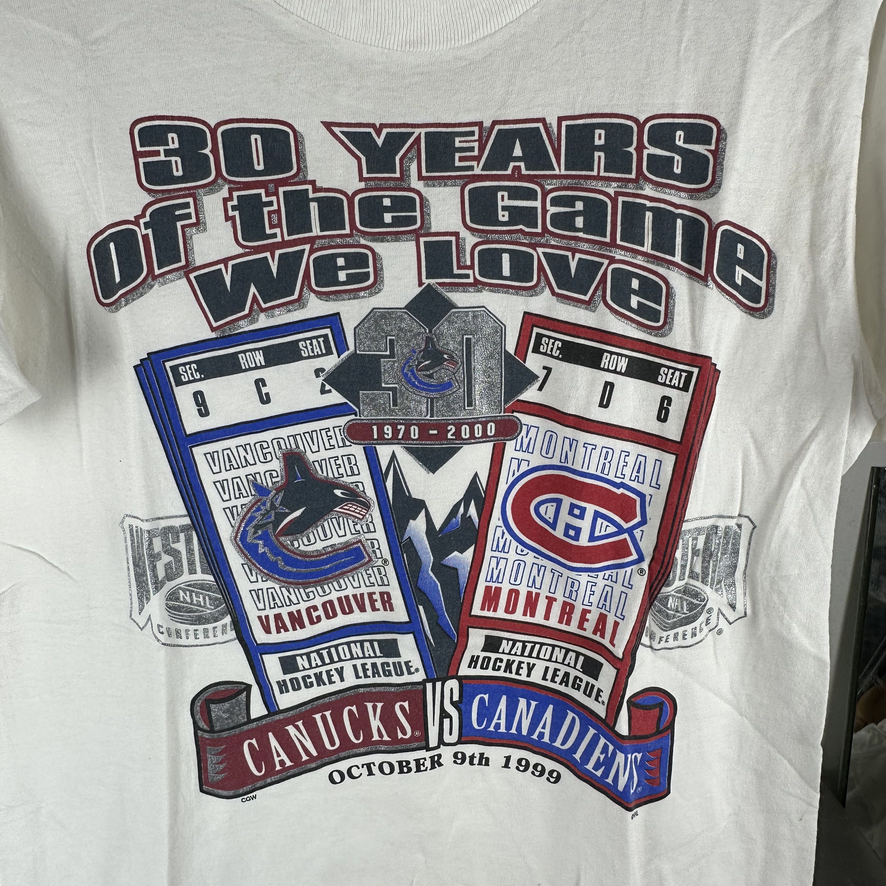 Vintage 1999 Canucks VS Canadiens The Game We Love NHL T-shirt Size US M / EU 48-50 / 2 - 2 Thumbnail
