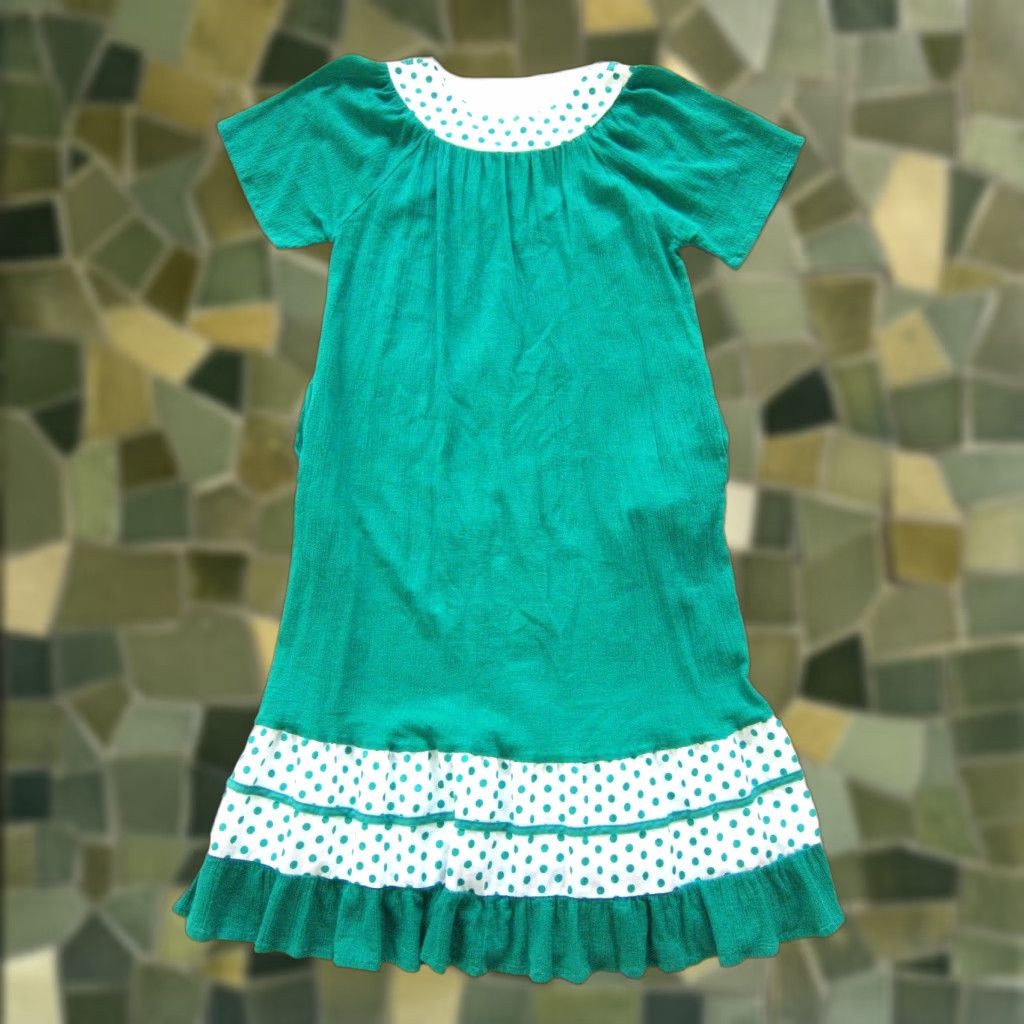 Vintage VINTAGE Anthony Richards Green White Polka Dot Pocket Muumuu Kaftan Maxi Dress MD Size M / US 6-8 / IT 42-44 - 1 Thumbnail
