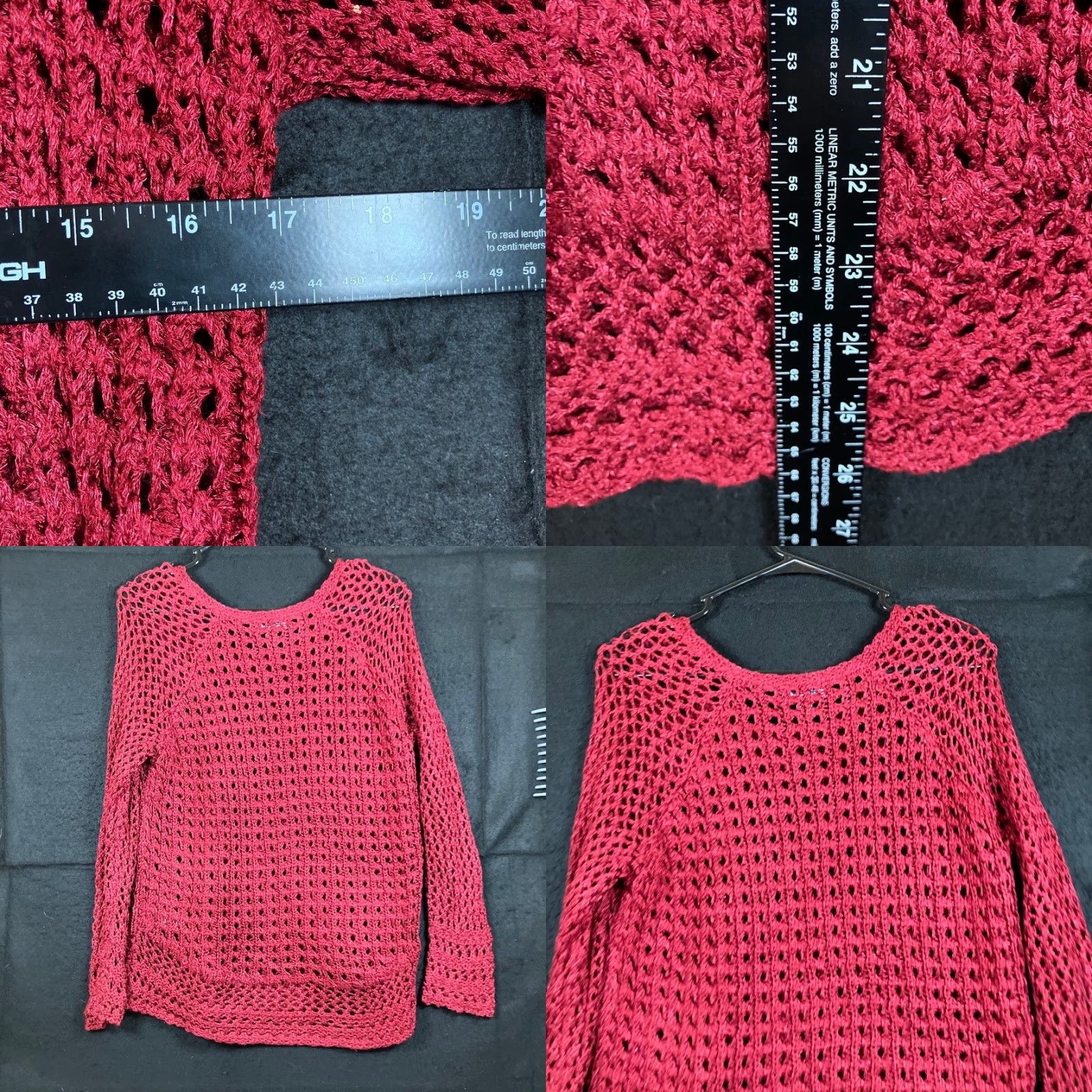 Lucky Brand Lucky Brand Womens Sweater Metallic Red Open-Knit Pullover S Short Sleeve Casual Workwear Party/Cocktail Knit Slim Relaxed Mens? Size S / US 4 / IT 40 - 8 Thumbnail