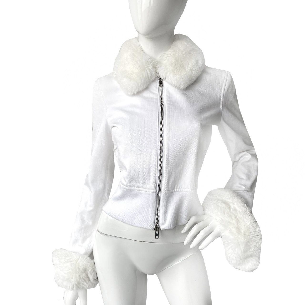 Givenchy Archive Givenchy White jacket with faux fur collar Size XS / US 0-2 / IT 36-38 - 1 Thumbnail