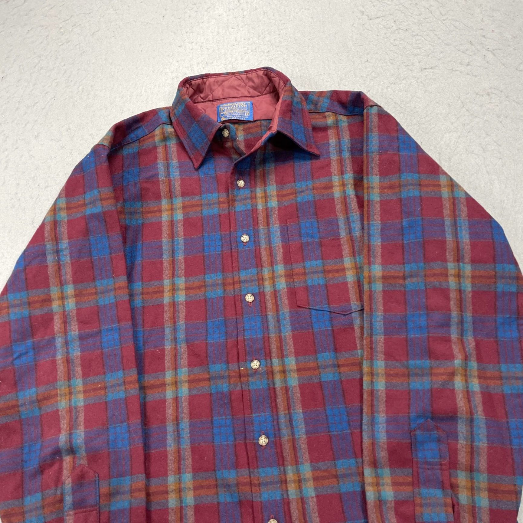 Pendleton VINTAGE Pendleton Shirt Mens M Red Plaid Wool Flannel Button-Up 70s USA 100% Virgin Wool Pockets Long Sleeve Button-Up Mens Size US M / EU 48-50 / 2 - 3 Thumbnail
