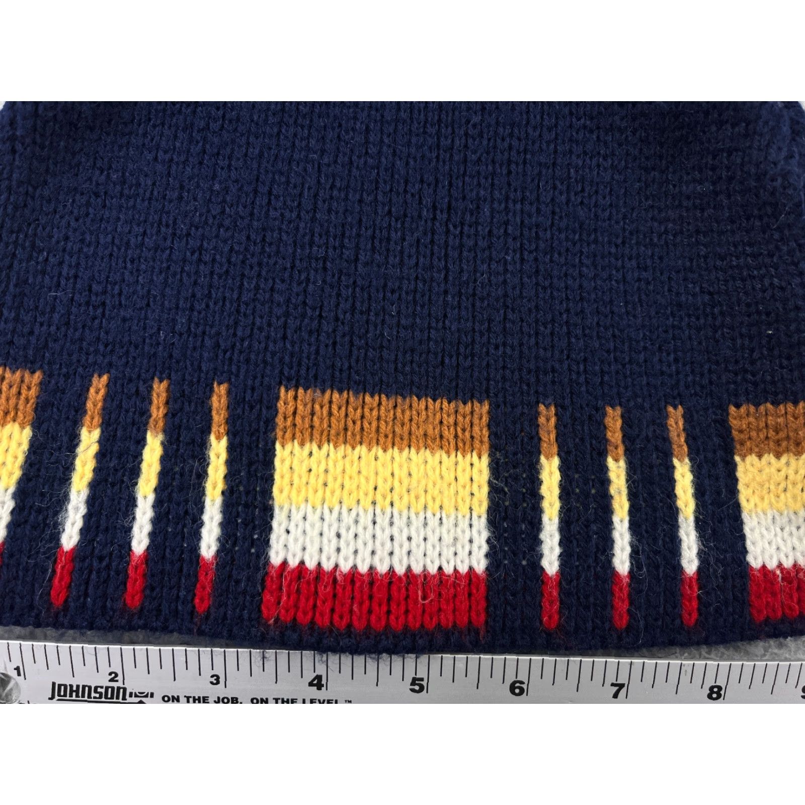 Vintage Penthouse Knits Beanie Hat Adult One Size Navy Blue Stripe 100% Acrylic Ski Mens Size ONE SIZE - 2 Thumbnail