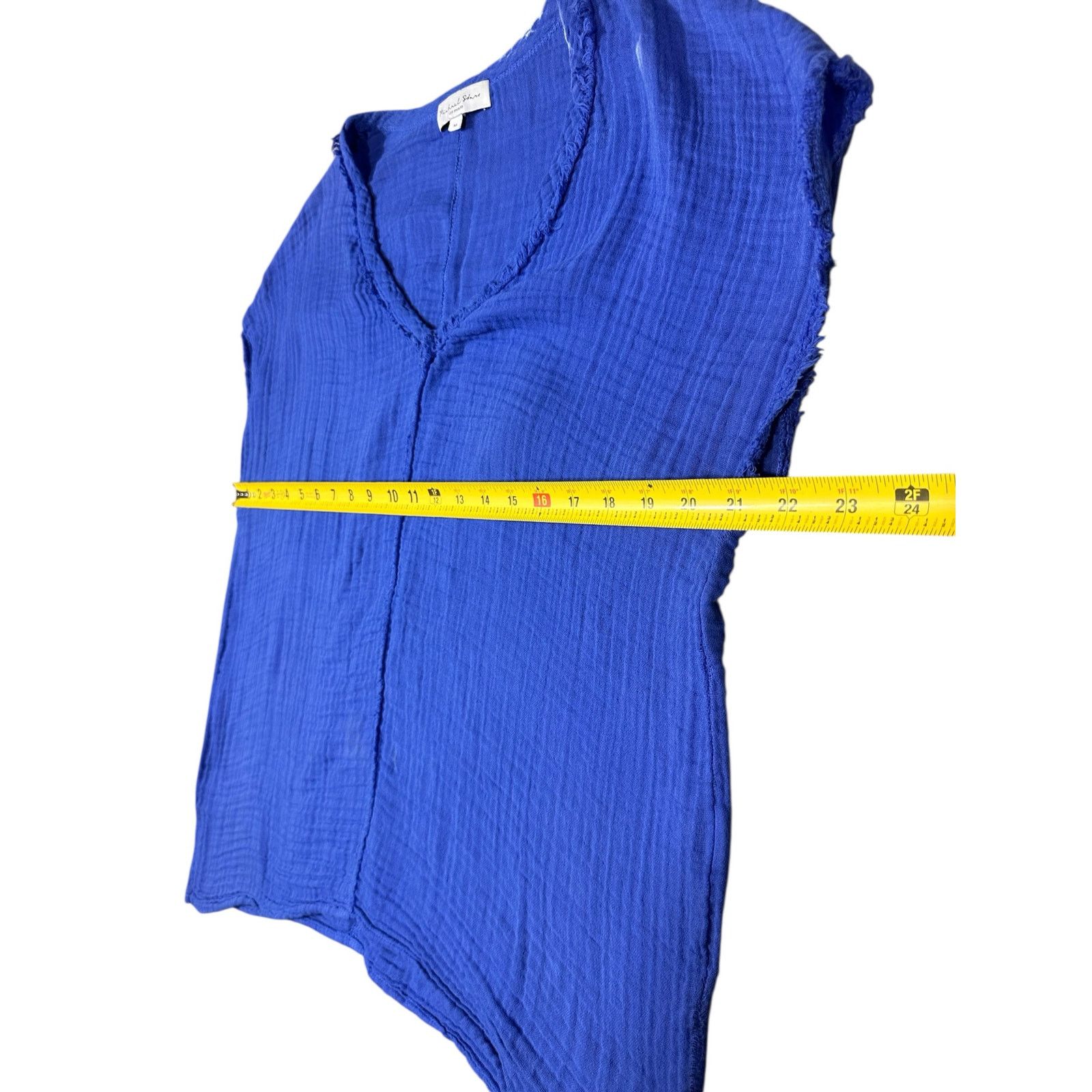 Michael Stars Michael Stars Blue Gauze Cotton V-Neck Top Size M Size M / US 6-8 / IT 42-44 - 5 Thumbnail