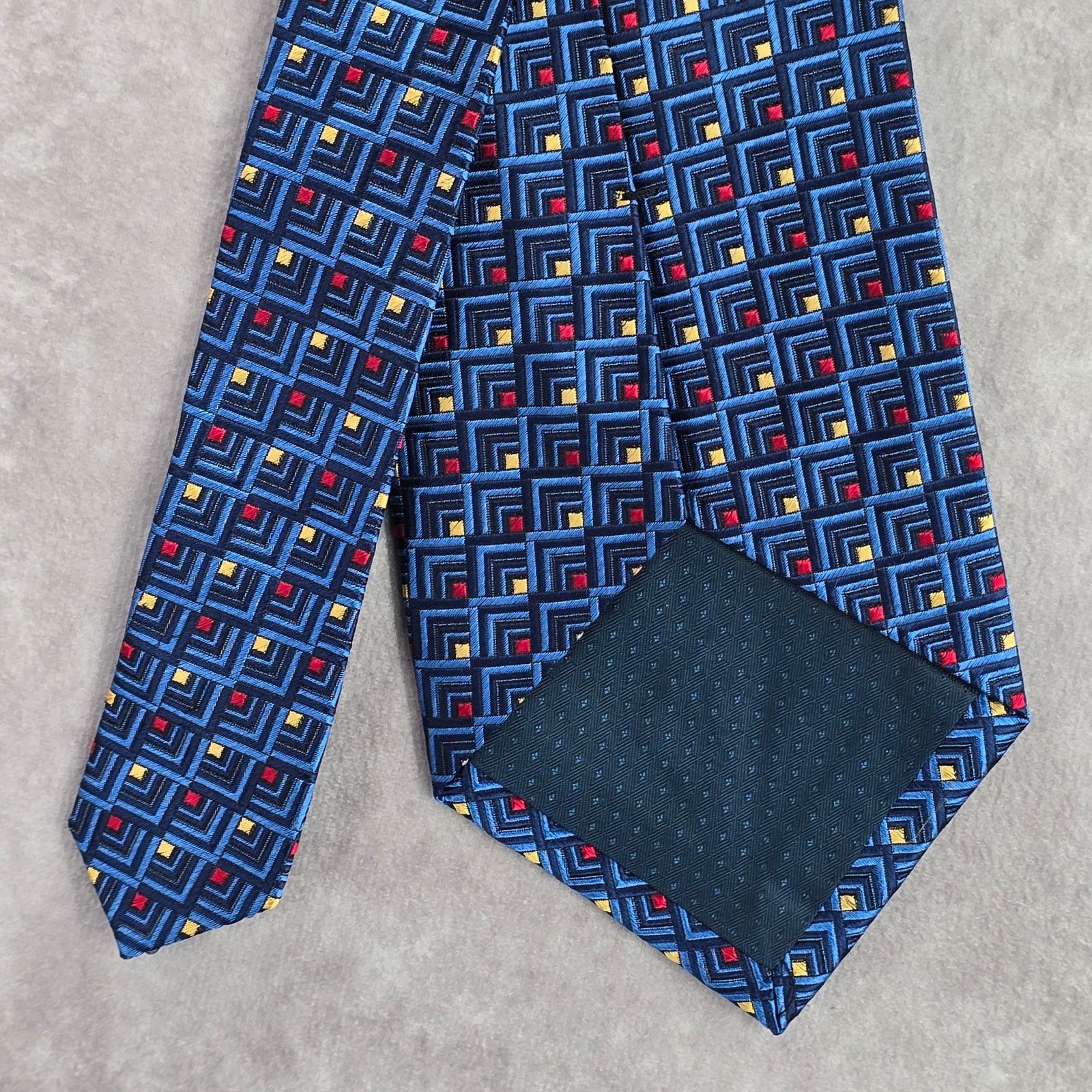 Other Baronshire Blue Red Yellow Geometric 100% Silk Neck Tie Size 28 - 5 Thumbnail