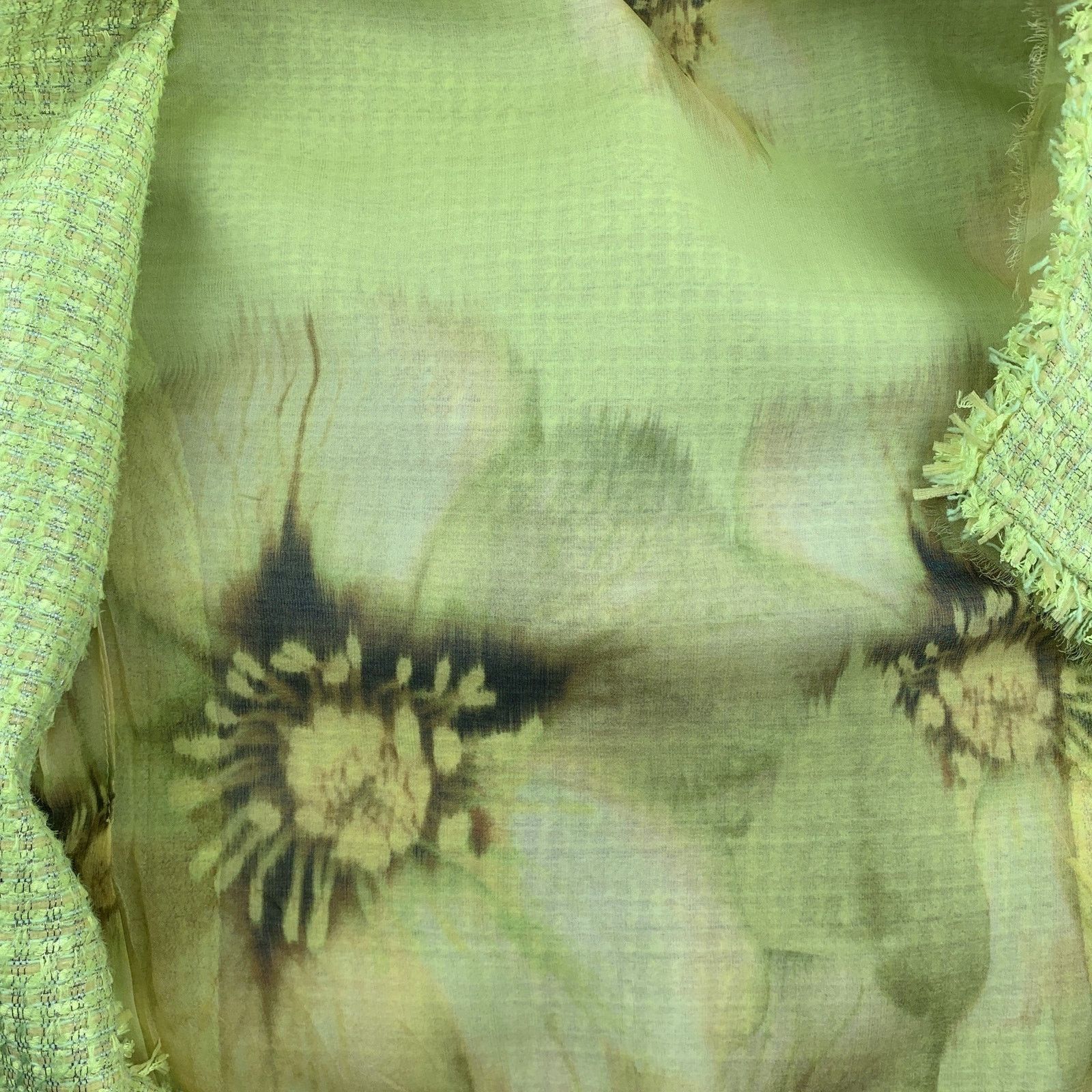 Giambattista Valli Size 8 Green Woven Paper Blend Cropped Open Front Jacket Size M / US 6-8 / IT 42-44 - 4 Thumbnail