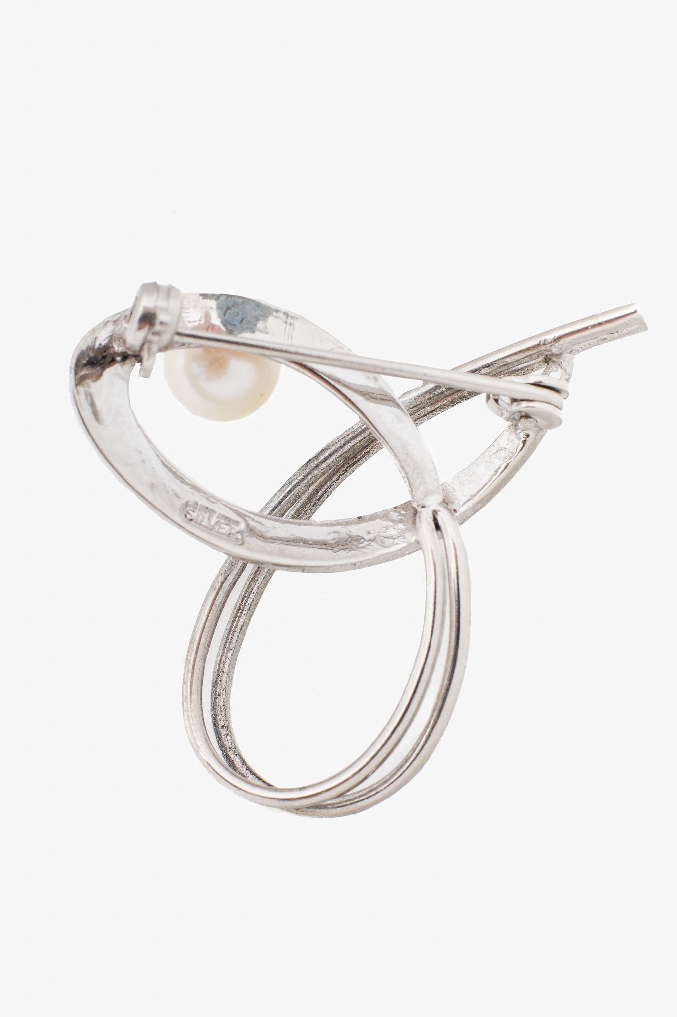Other Silver Pearl-Embellished Loop Brooch Size ONE SIZE - 3 Thumbnail