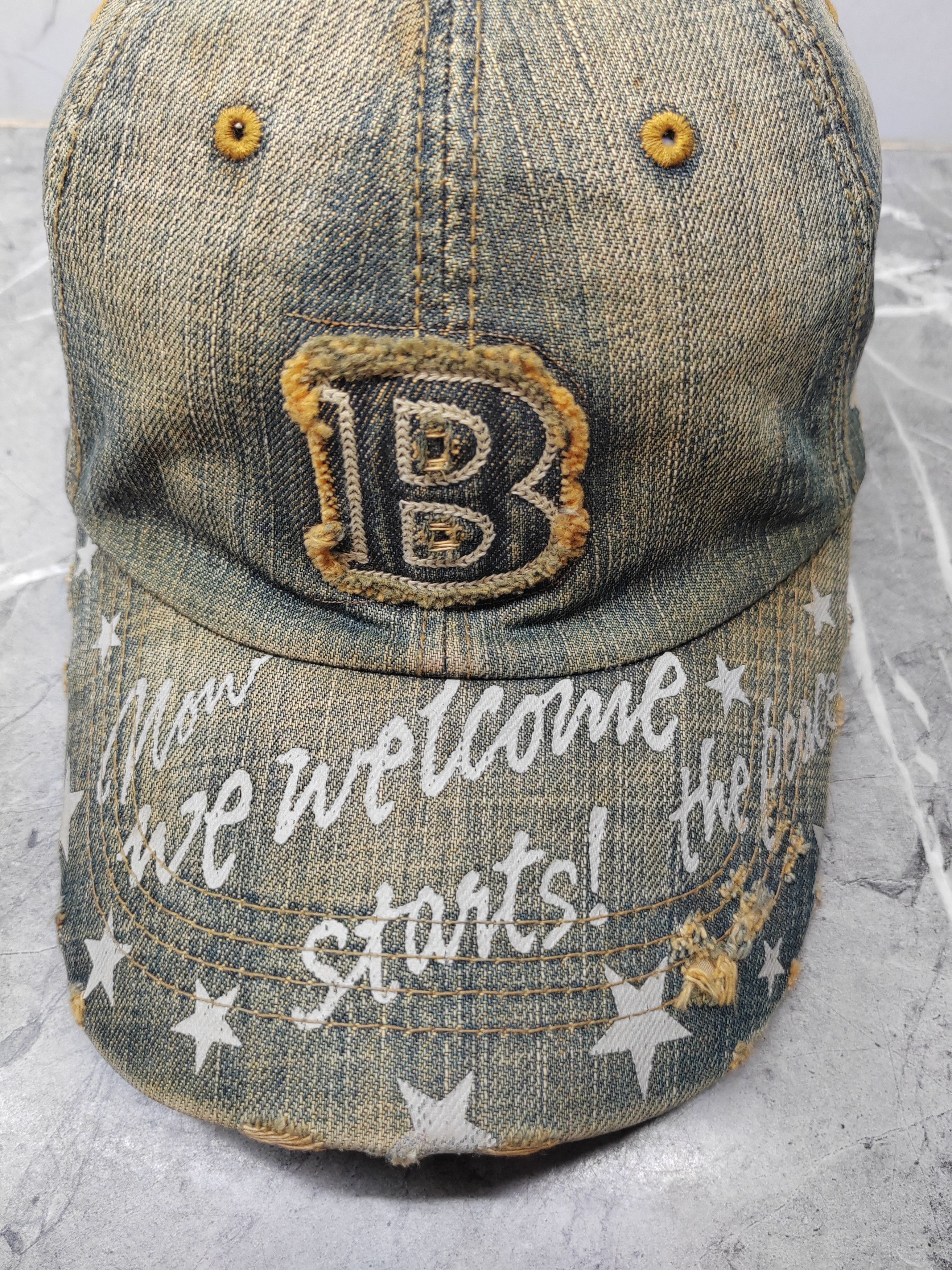 Vintage Vintage Logo B Denim Distressed Style Cap Hat Size ONE SIZE - 3 Thumbnail