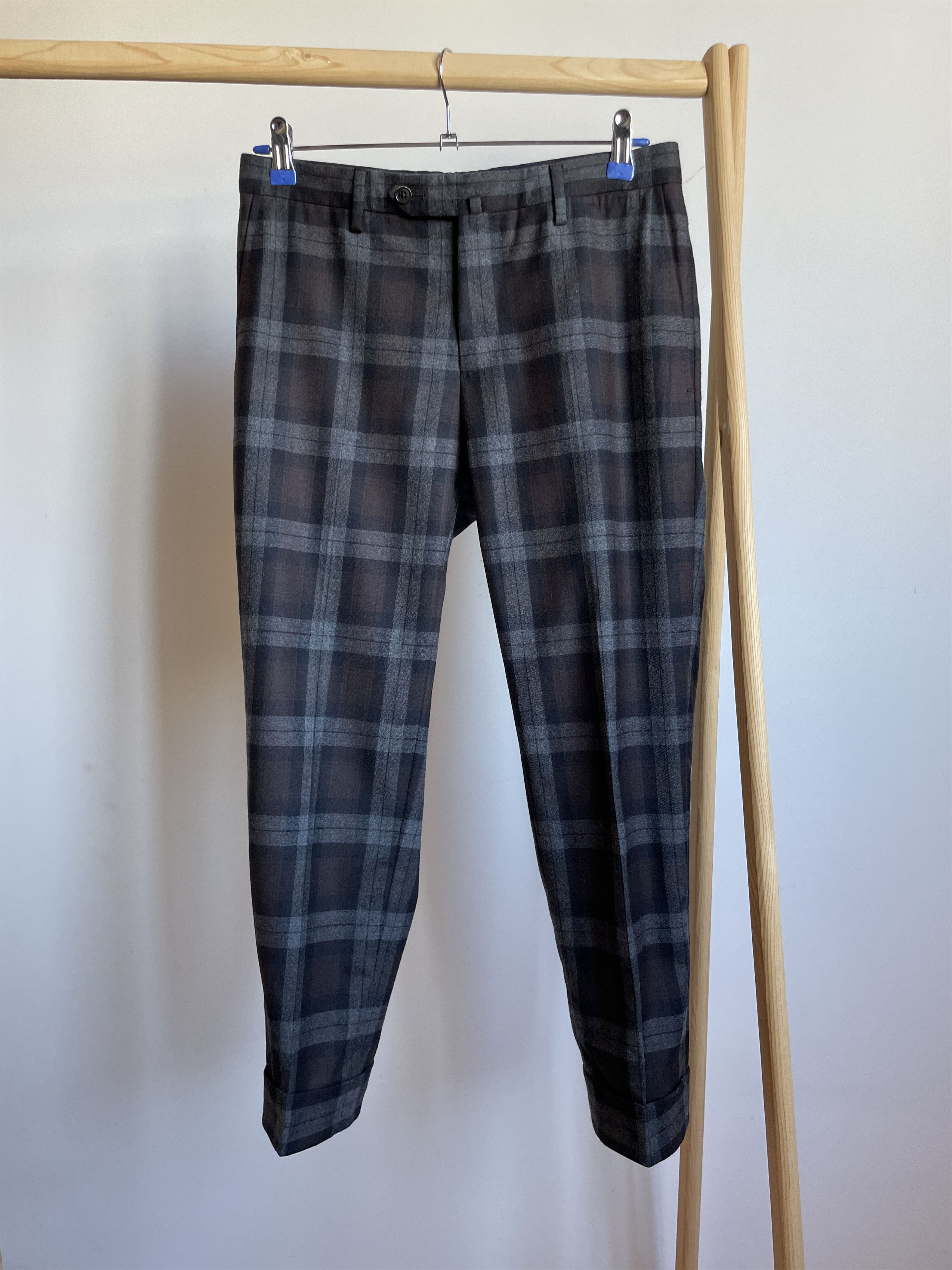 PT Torino PT01 Pantaloni Torino Cropped Plaid Slim Wool Dress Trousers Size US 30 / EU 46 - 1 Thumbnail